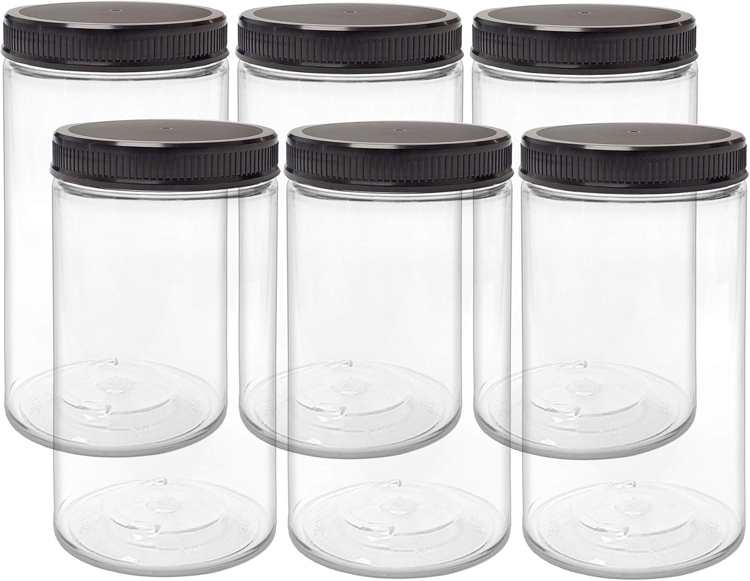32Oz Clear Plastic Jars with Lids Wide Mouth Storage Containers 6Pack