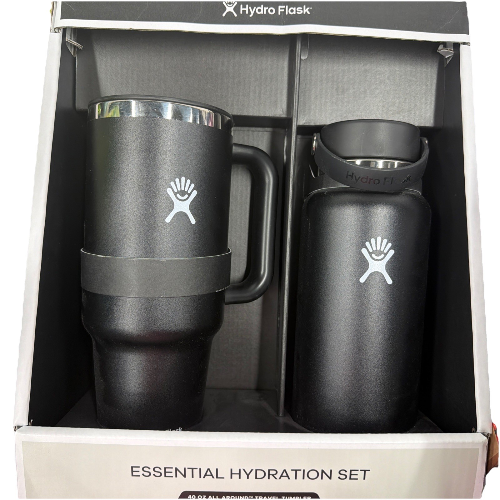 Hydro Flask Hydration Set 40oz Tumbler & 32oz Wide Mouth Bottle in White/Black