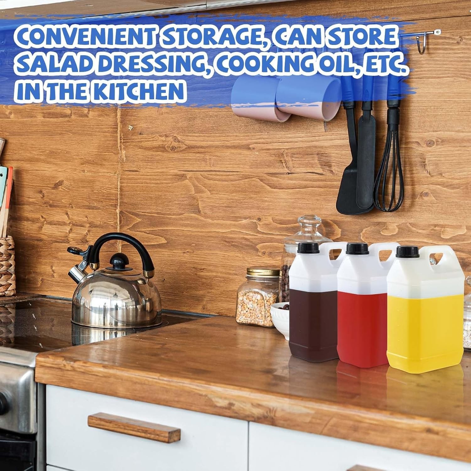 HDPE Plastic Storage Jugs with Lids Five Pack One Gallon for Home and Commercial