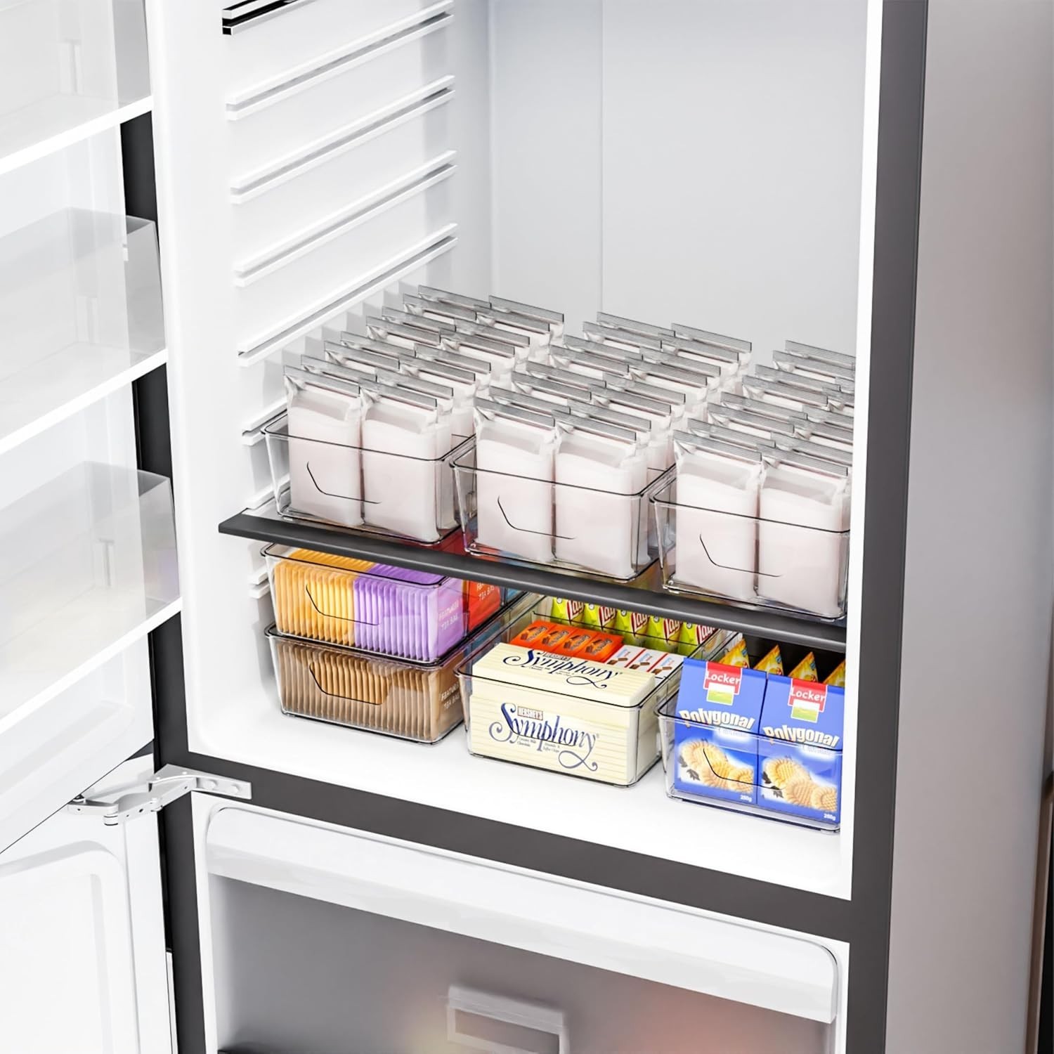 Stackable 6 Pack Snack Organizer Pantry Shelf,Clear Pantry Organizers & Storage