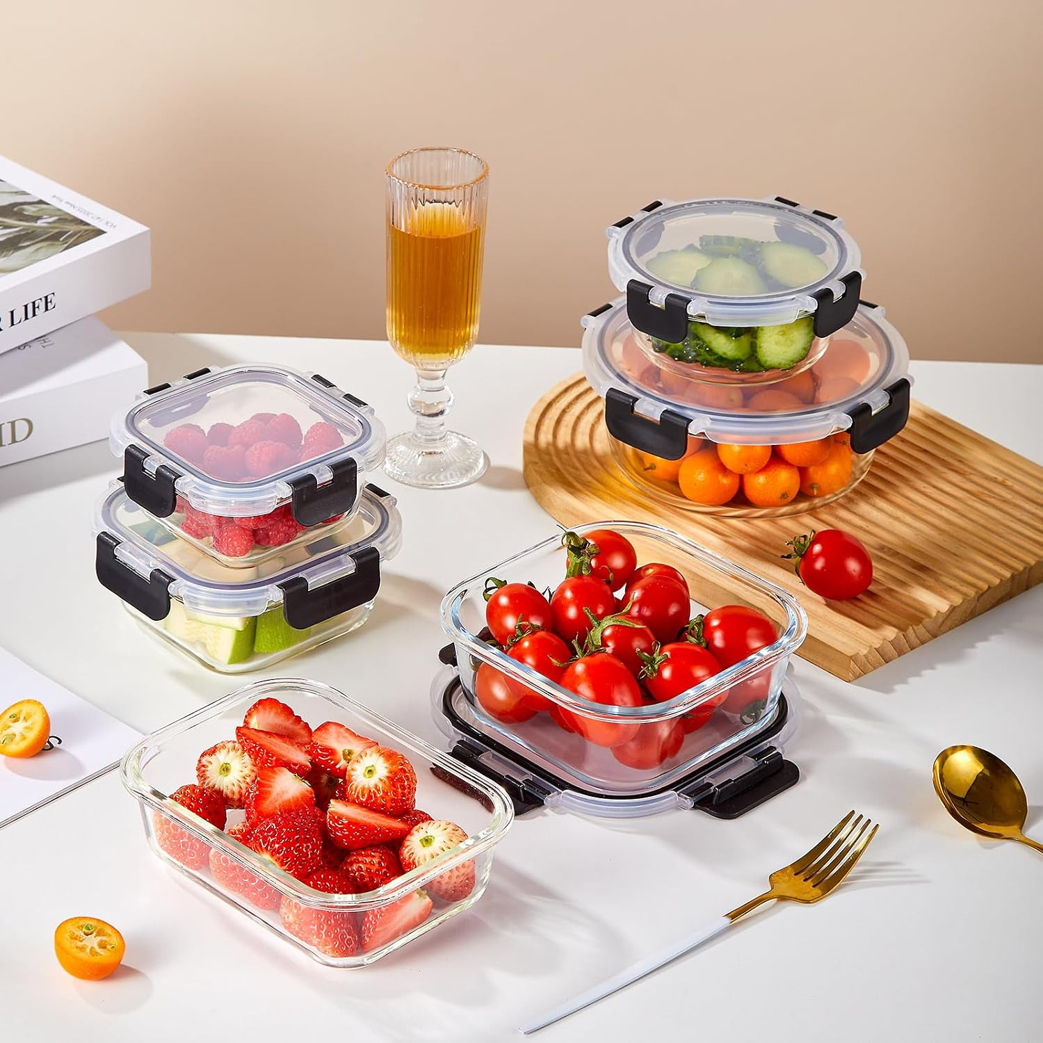 12-Pack Airtight Glass Meal Prep Containers with Lids – BPA Free & Leak Proof