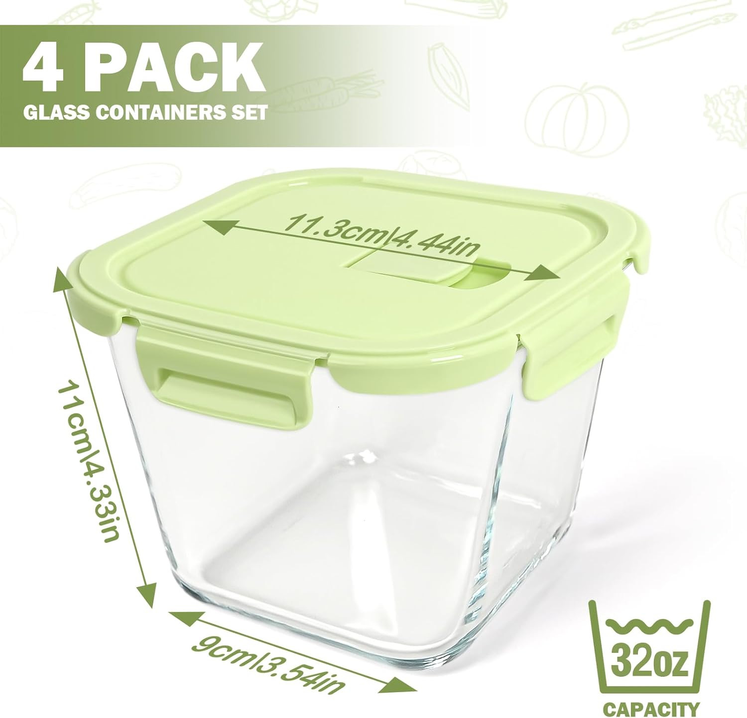 Glass Soup Containers with Lids 32Oz – Borosilicate Glass Storage Containers 4 C