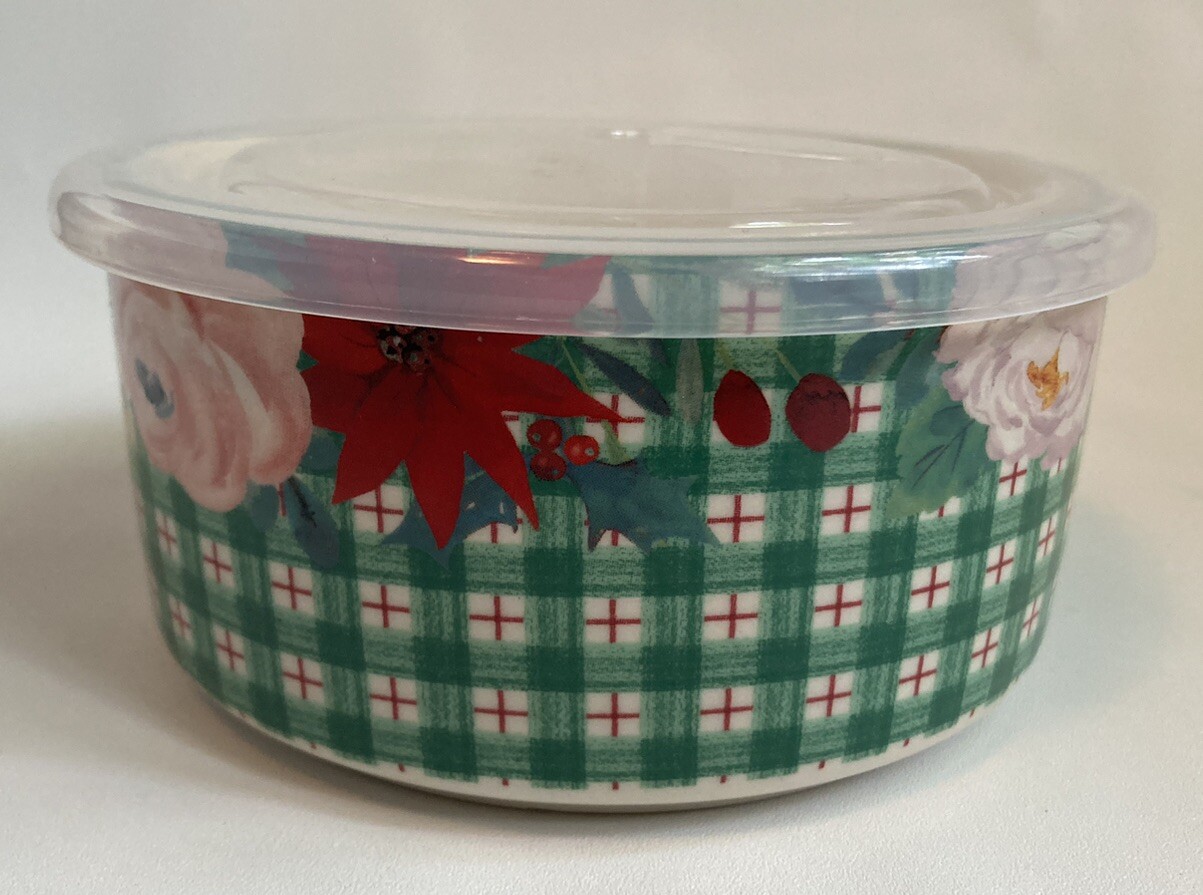Pioneer Woman Wishful Winter Stoneware 4.9″ Food Storage Container w/Lid