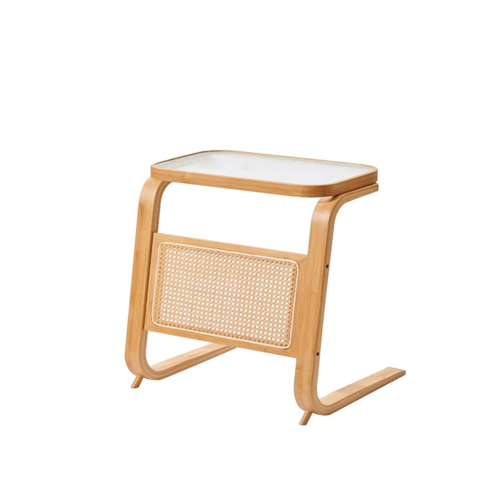Robot Vacuum Storage Modern Side Tables Cabinet, 27 Inch Tall Bamboo Glass Co…