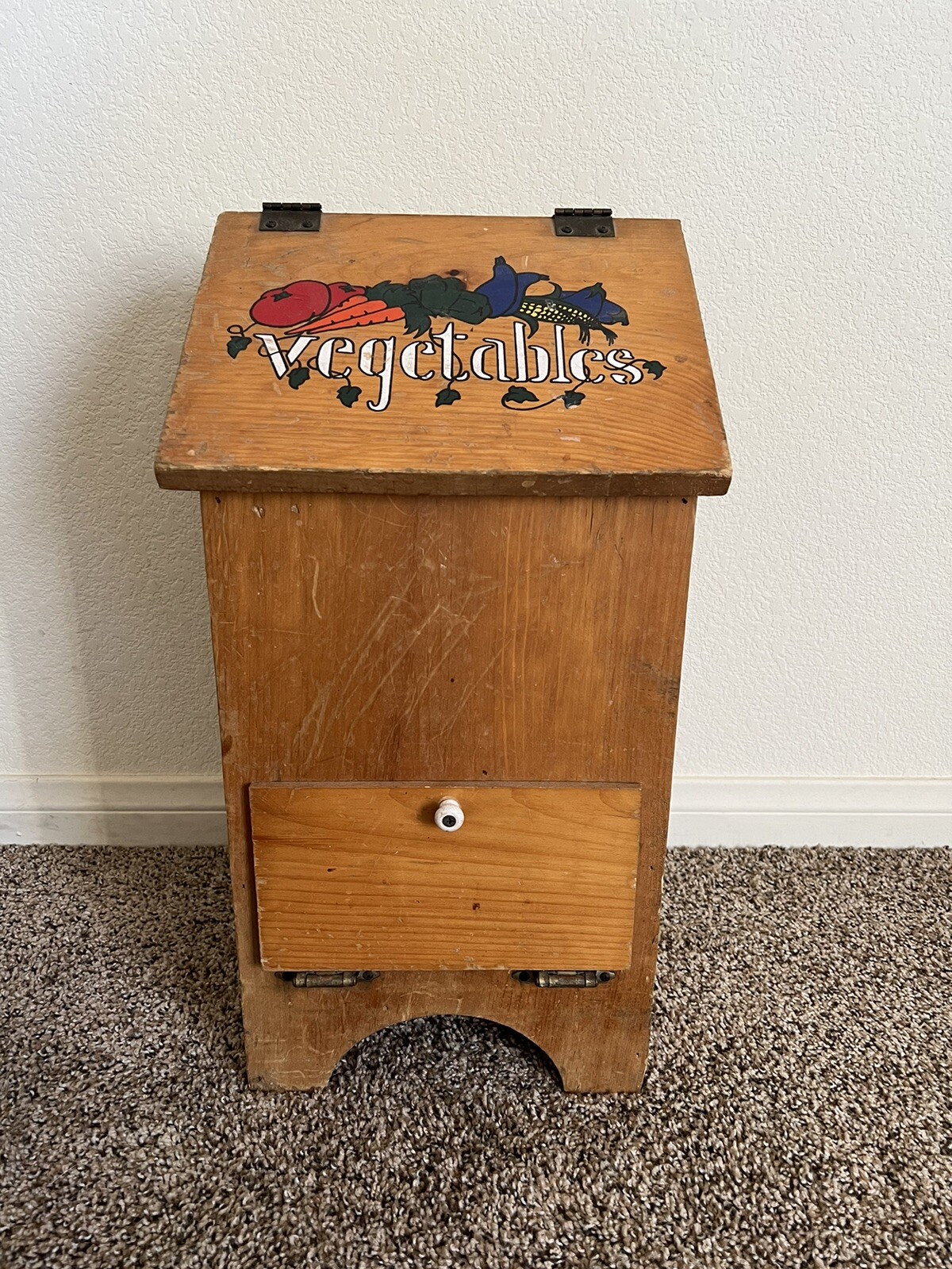 Vintage wood Vegetable Potatoes Taters ‘N Onions Storage Bin Farmhouse Box