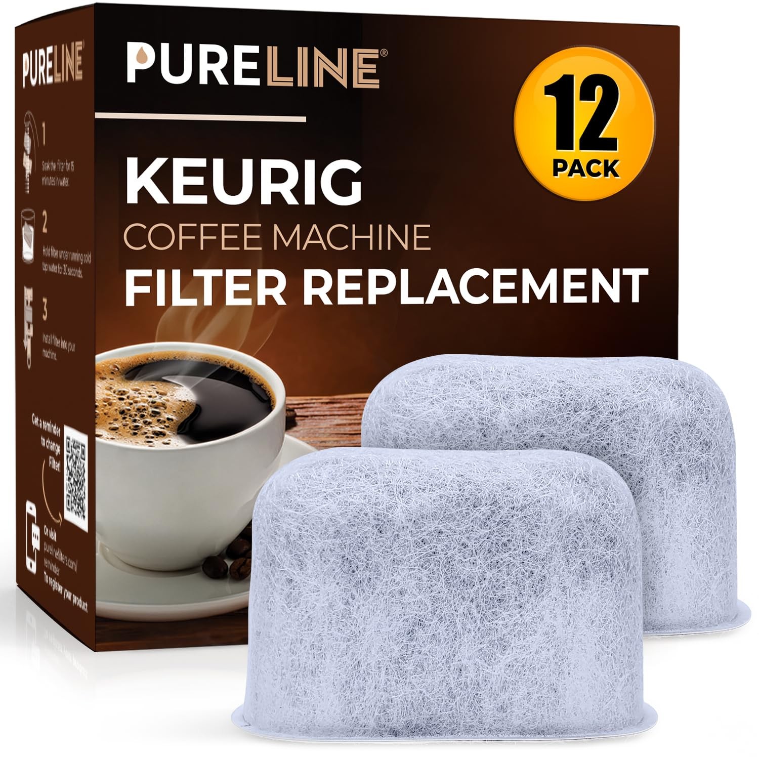 Keurig Filter Replacement, 12 Pack Compatible Charcoal 12 Count (Pack of 1)