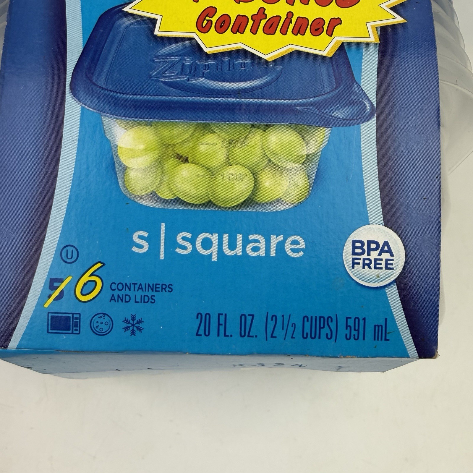 NEW Ziploc Snap ‘n Seal Small Square Containers 20 oz 6 Containers Lids 2.5 C