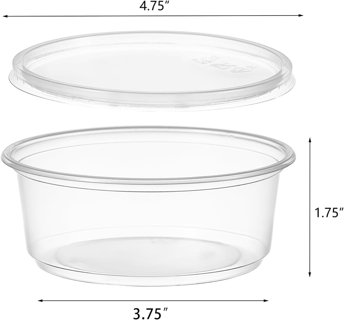 [50 Set – 8 Oz. Plastic Deli Food Storage Containers with Lids Disposable Clear