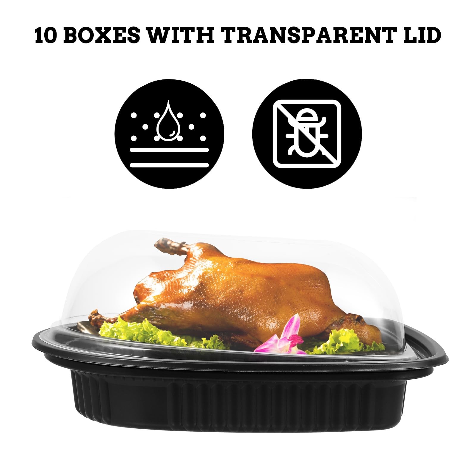 Luxshiny Disposable Roasted Chicken Box with Lid 10.24X7.68X3.54 Inches Take-…