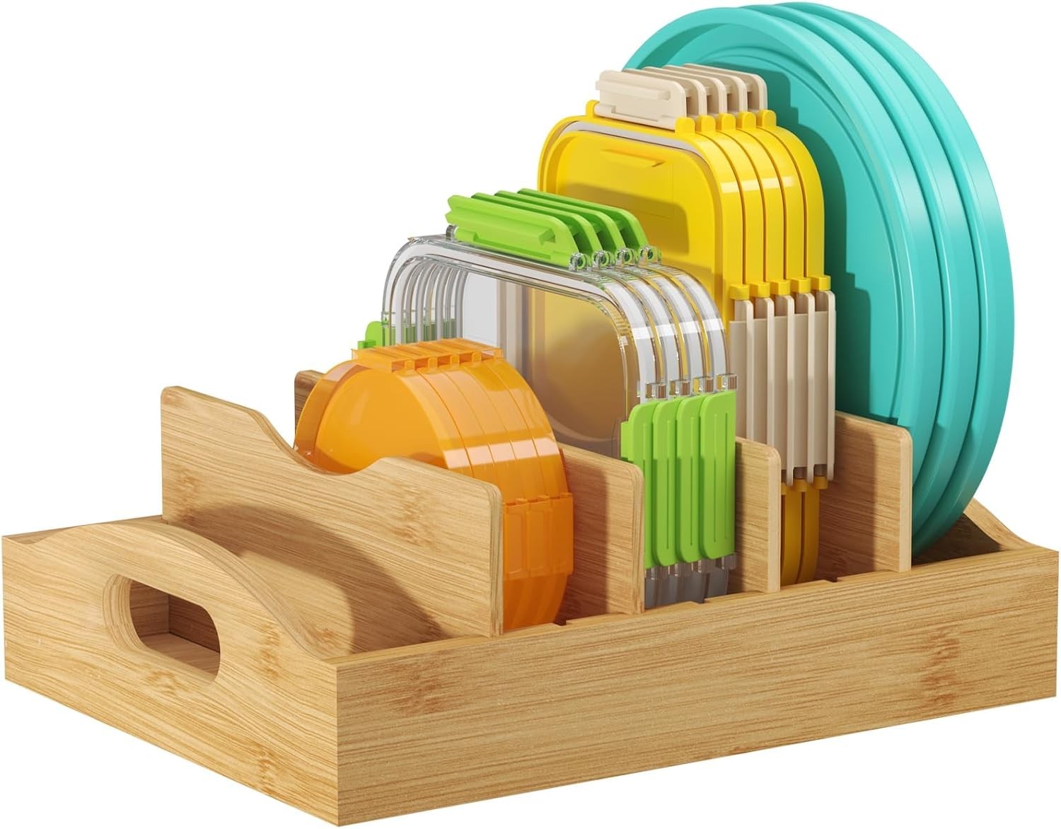 Lifewit Bamboo 5 Section 4 Insert Food Container Lid Holder