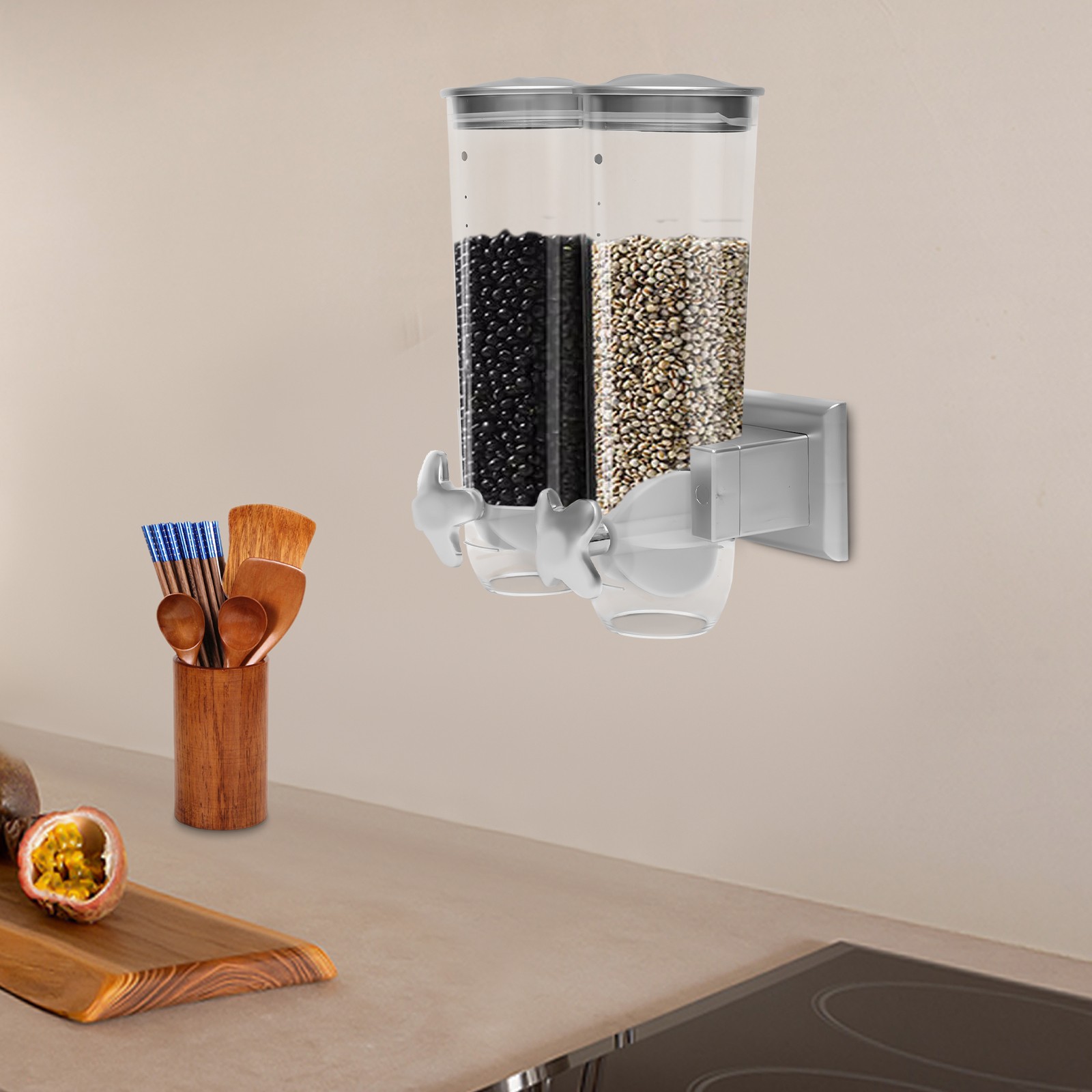 Wall-mounted Food Dispenser Column 3L/101oz Storage Container Silver