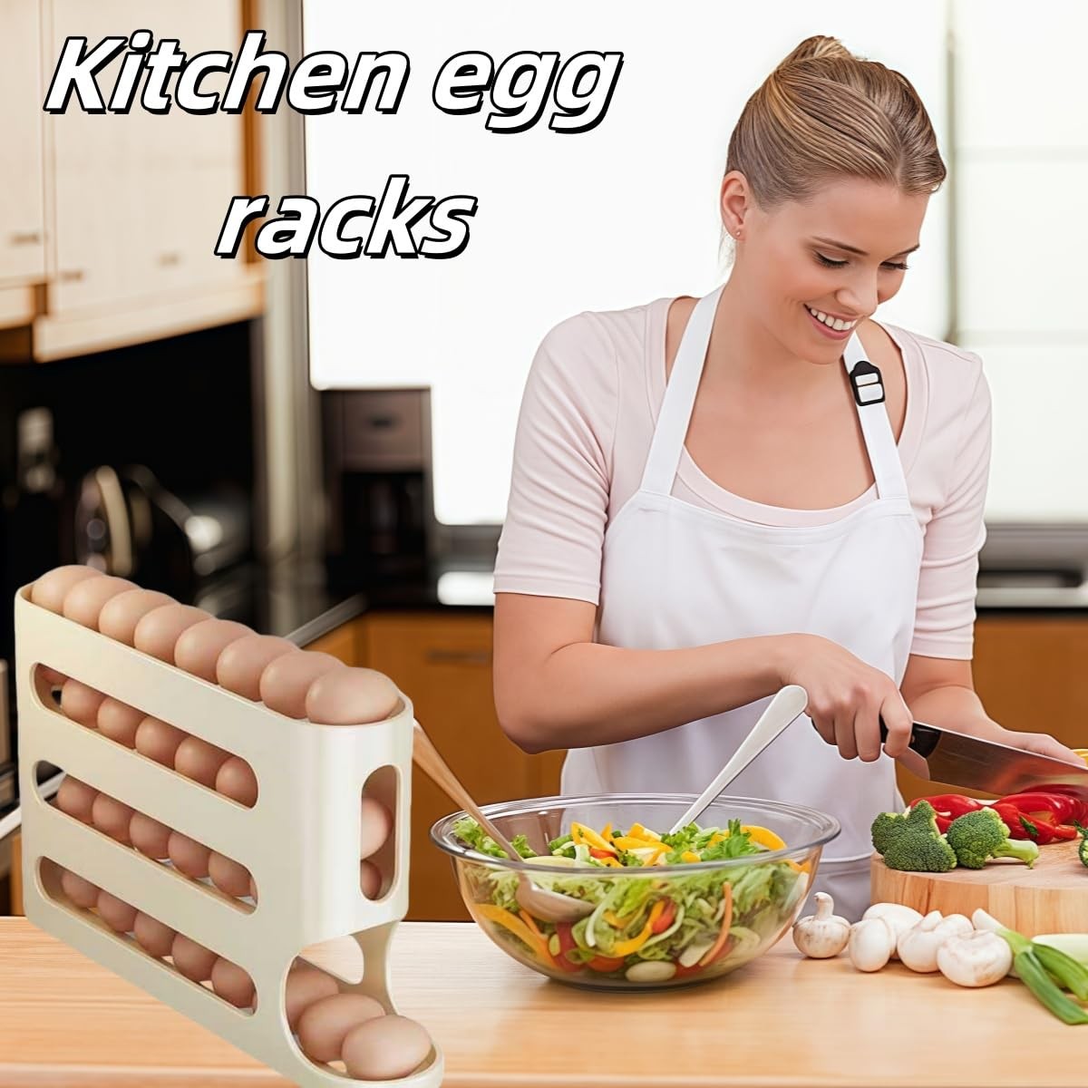 Egg Holder for Fridge, Egg container for refrigerator, Space-Saving Automatic…