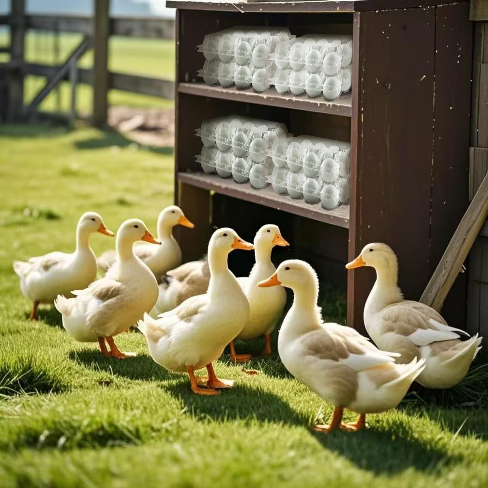 40 Pack Jumbo Egg Cartons for Duck/Turkey Eggs – Holds 12 XL Eggs, Clear Eco-…
