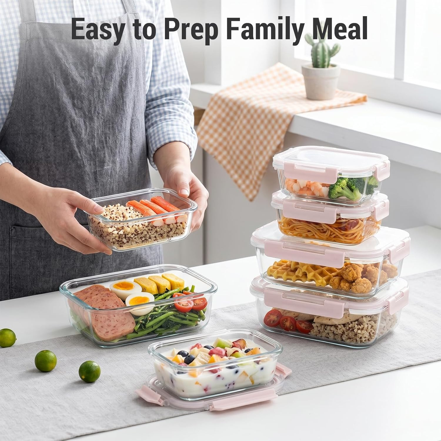 Dealusy 10 Sets (20-Piece) 36 oz & 12 oz Glass Food Storage Containers with lids