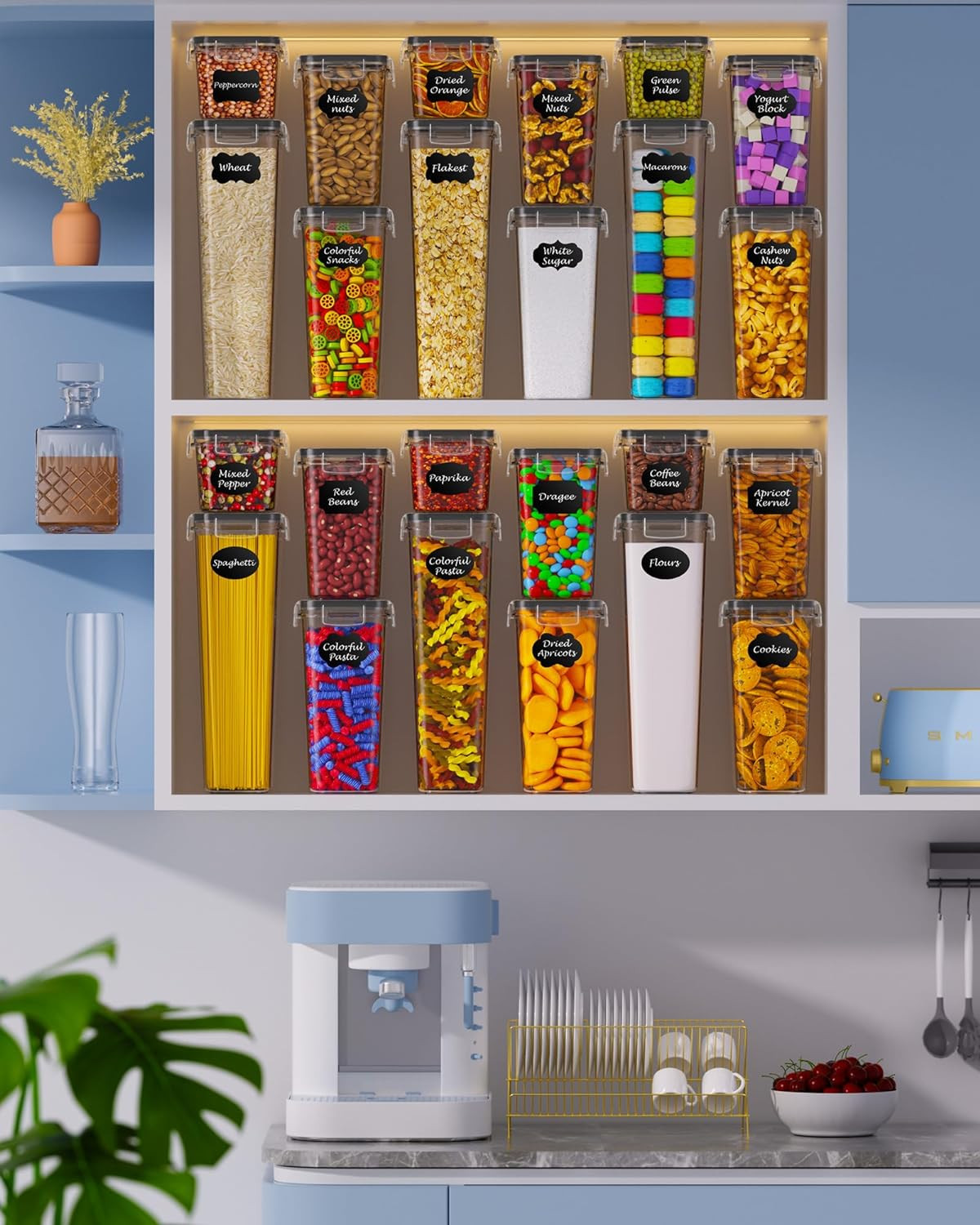 Airtight Food Storage Containers with Lids, 24 PCS Kitchen and Pantry Organizati