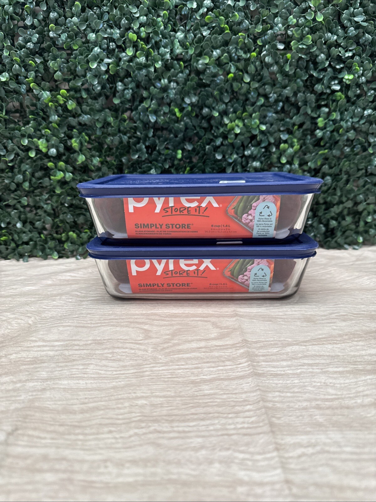 Pyrex Rectangular Storage Dish 1.4L 6 Cup. 2 Pack
