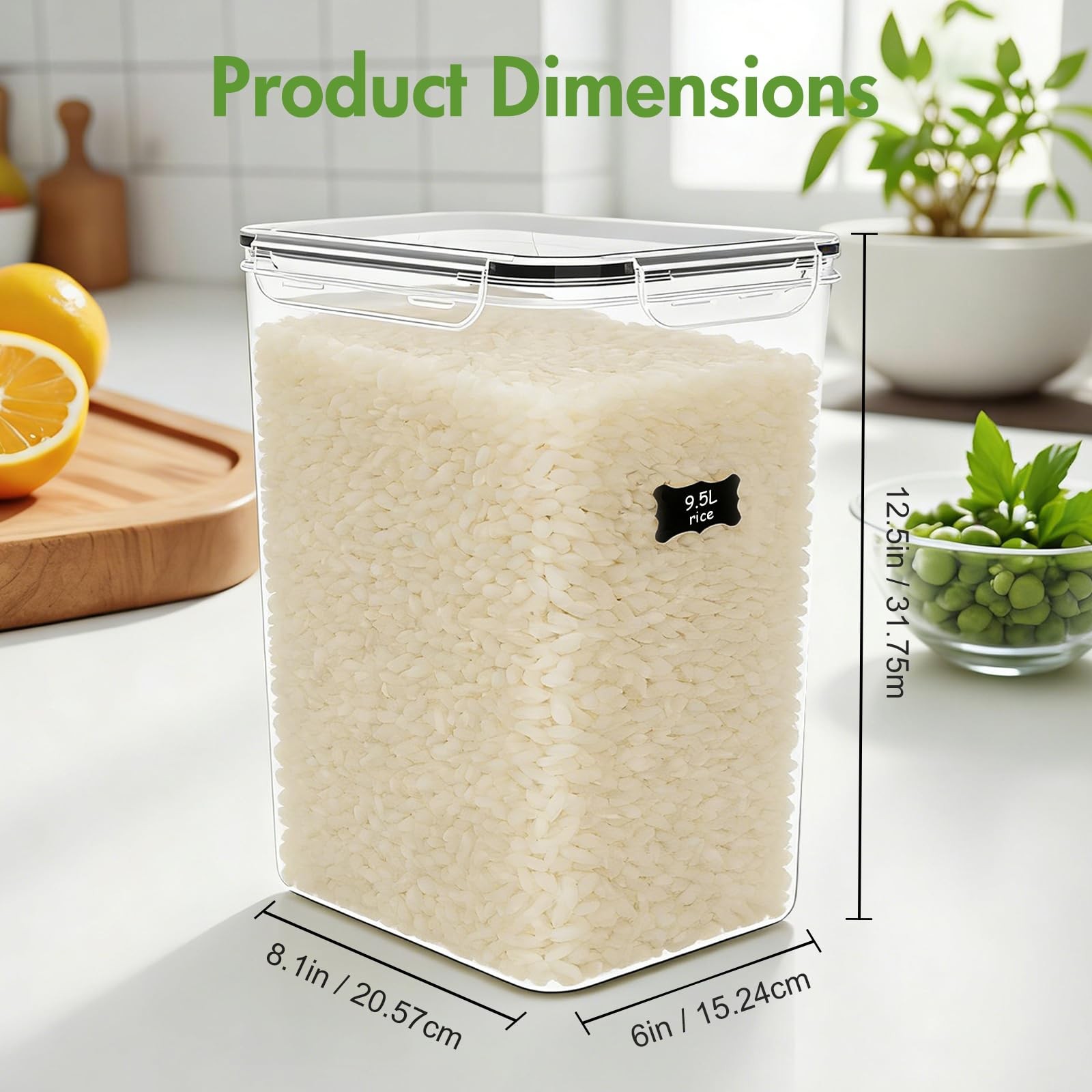 2 PC (9.5L | 321 Oz) Extra Large Airtight Food Storage Containers with Lids,K…