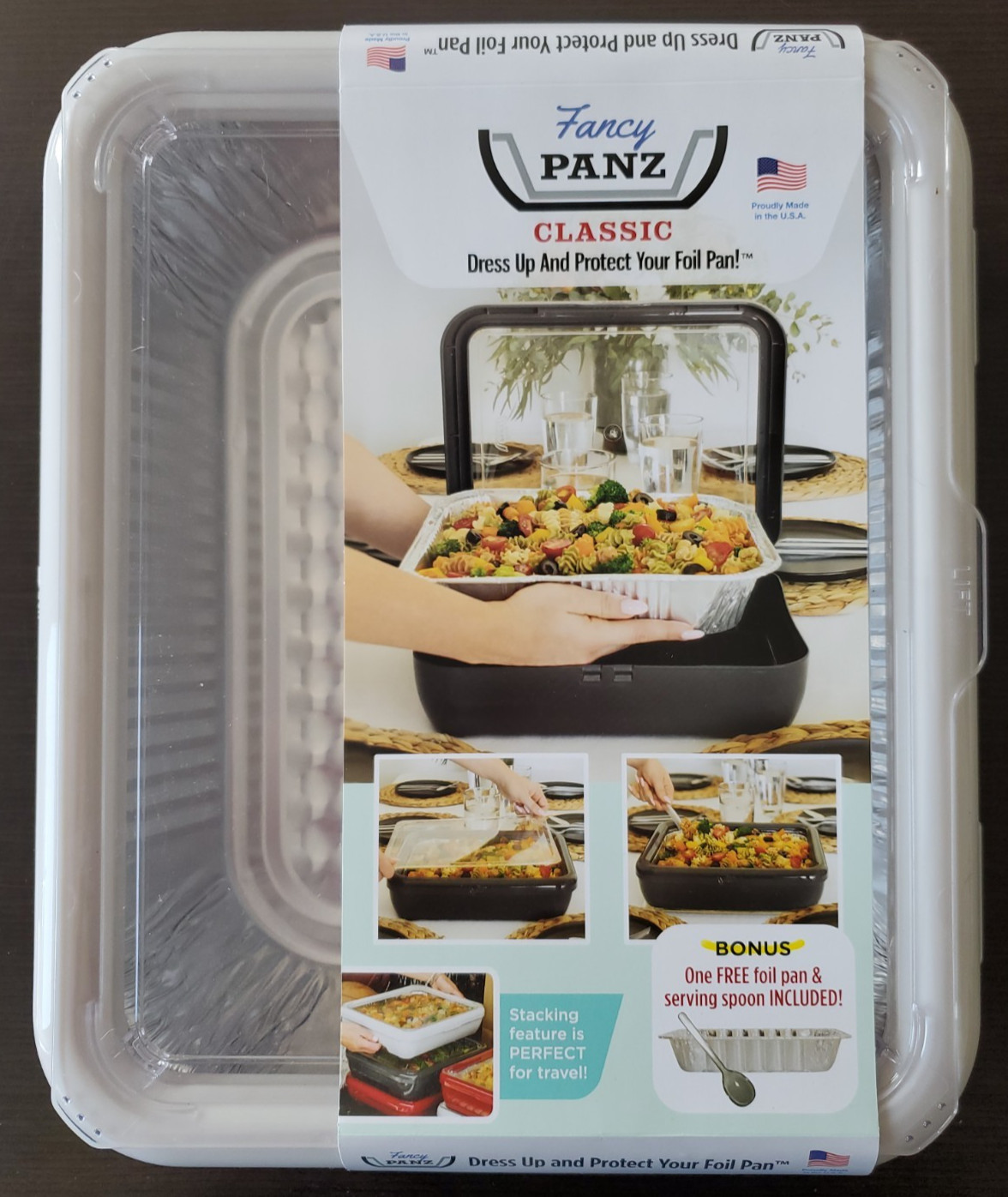 Fancy Panz White Portable Casserole Container Set Fits Foil Pan Snap Lid Spoon