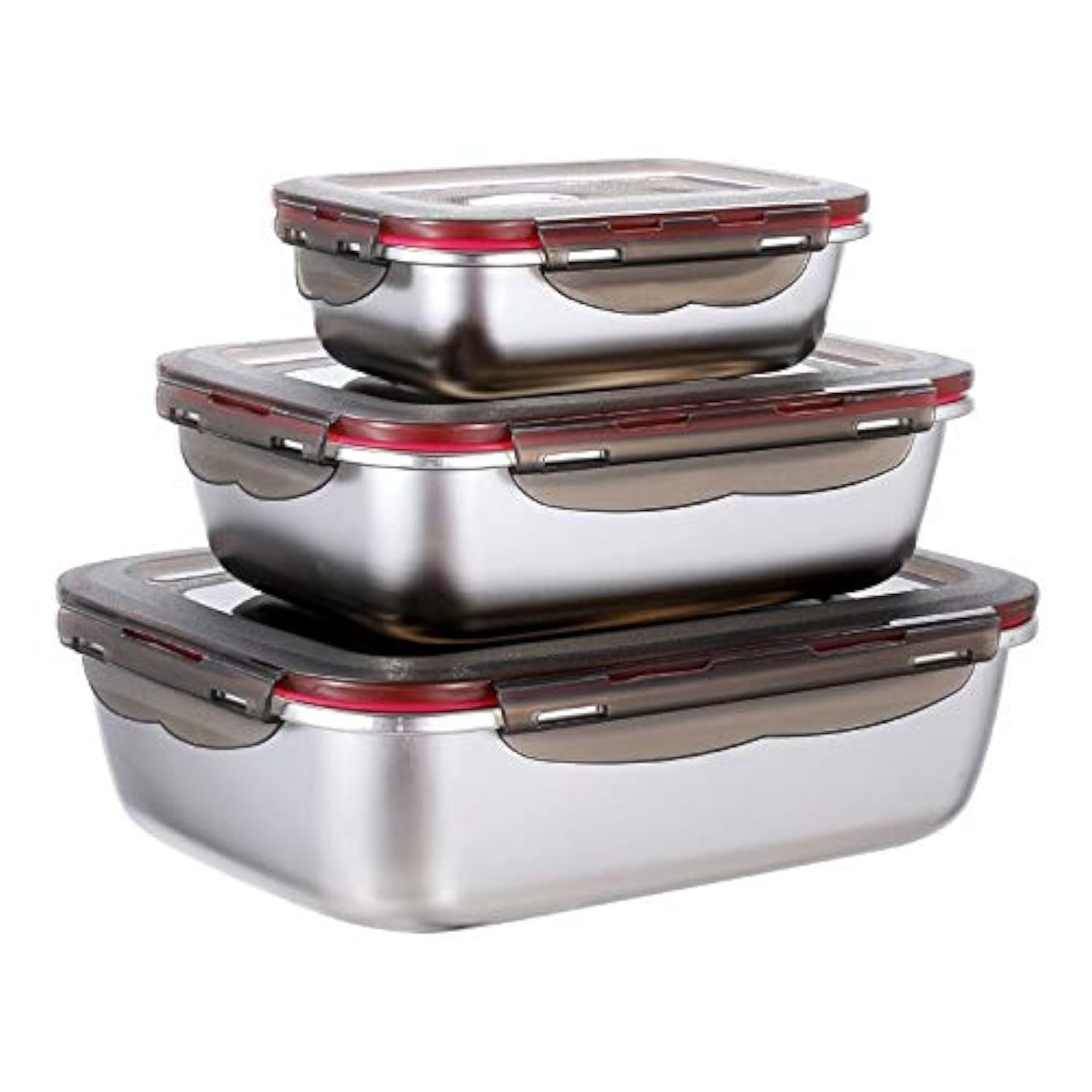 3 Pieces Stainless Steel Food Storage Container with Lids Airtight Metal Food…