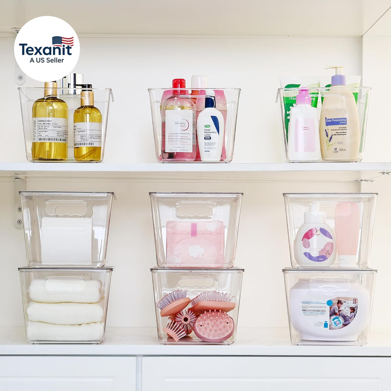 6 Pack Clear Stackable Storage Bins with Lids, Large Plastic Containers with Han