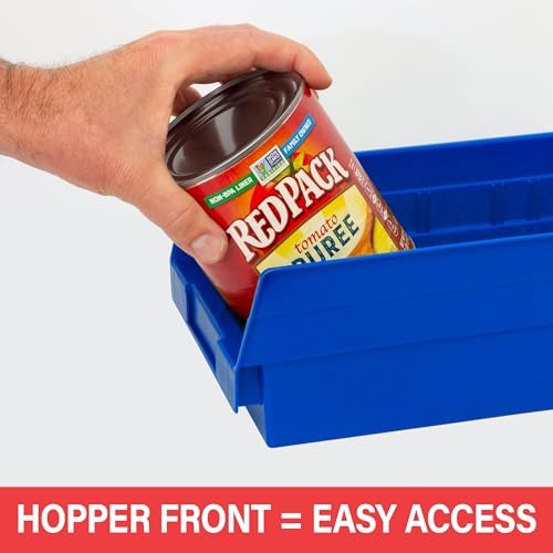 30130 Plastic Shelf Bins, Heavy Duty Storage Bins for Garage, Red Bin Box