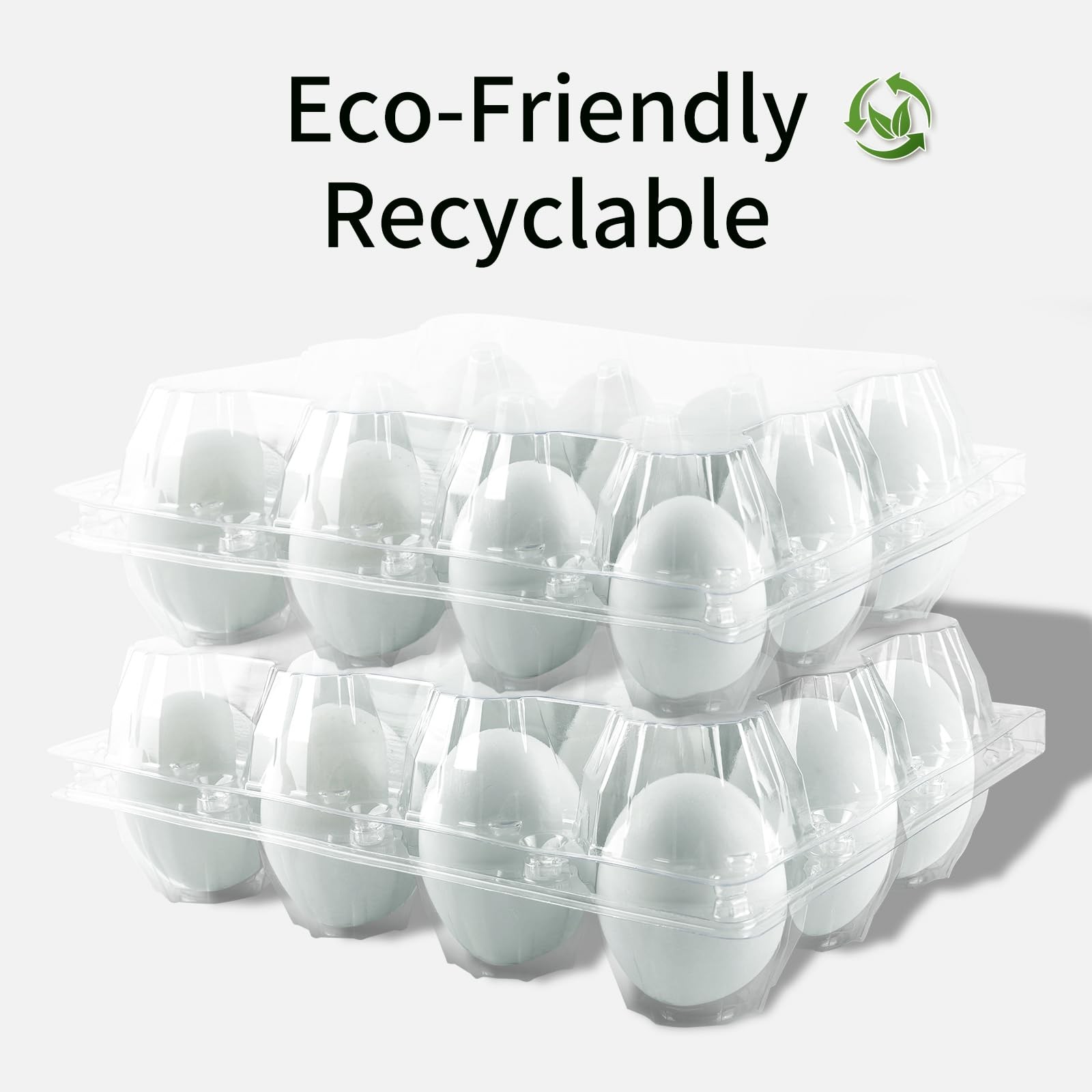 40 Pack Jumbo Egg Cartons for Duck/Turkey Eggs – Holds 12 XL Eggs, Clear Eco-…