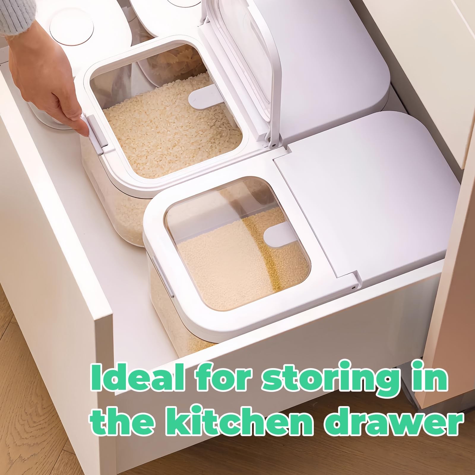TBMax Rice Flour Storage Container with Automatic Flip-up Lid 13 Lbs | Clear