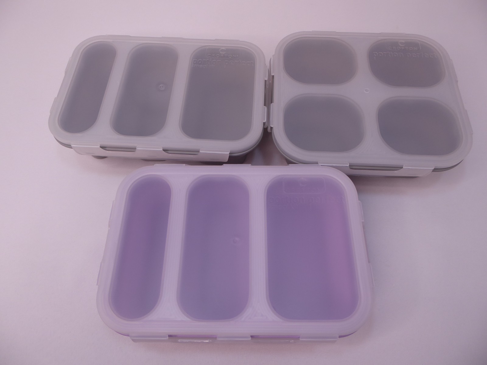 Crofton Portion Perfect Meal Kit – Lot of 3 Silicone Collapsible Meal Prep Trays