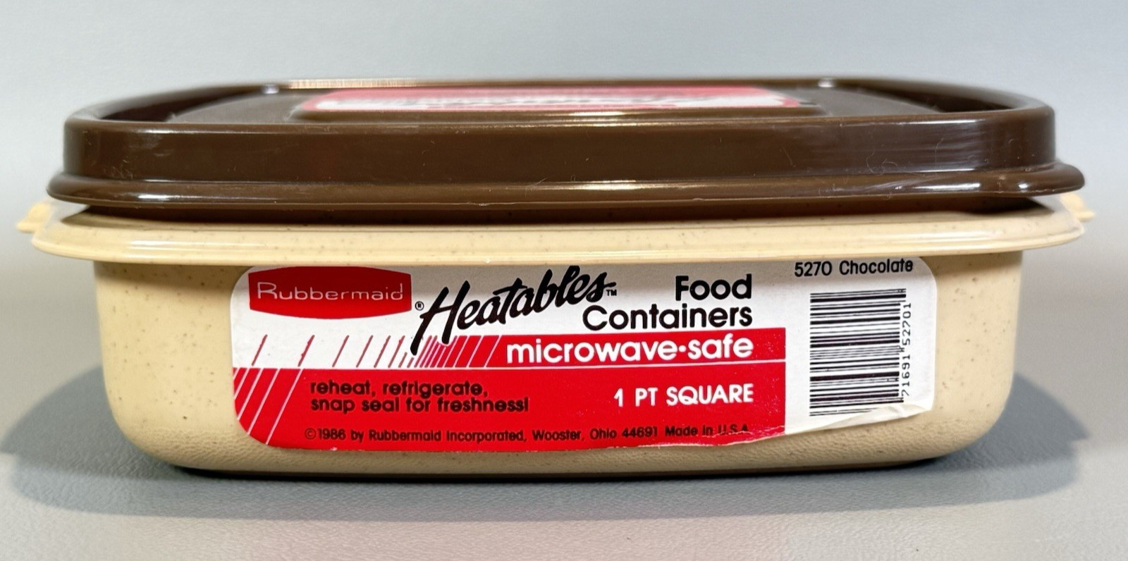 VTG 1986 Rubbermaid Heatables #1 Square 1 Pt 2 Cup Container 5270 Tan Brown