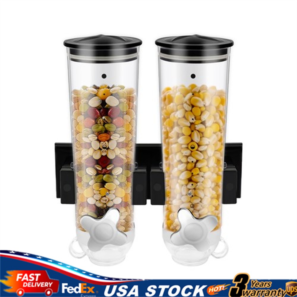 Wall-mount Cereal Dispenser 2 Cups Nuts Coffee Beans Grains 3L Storage Container
