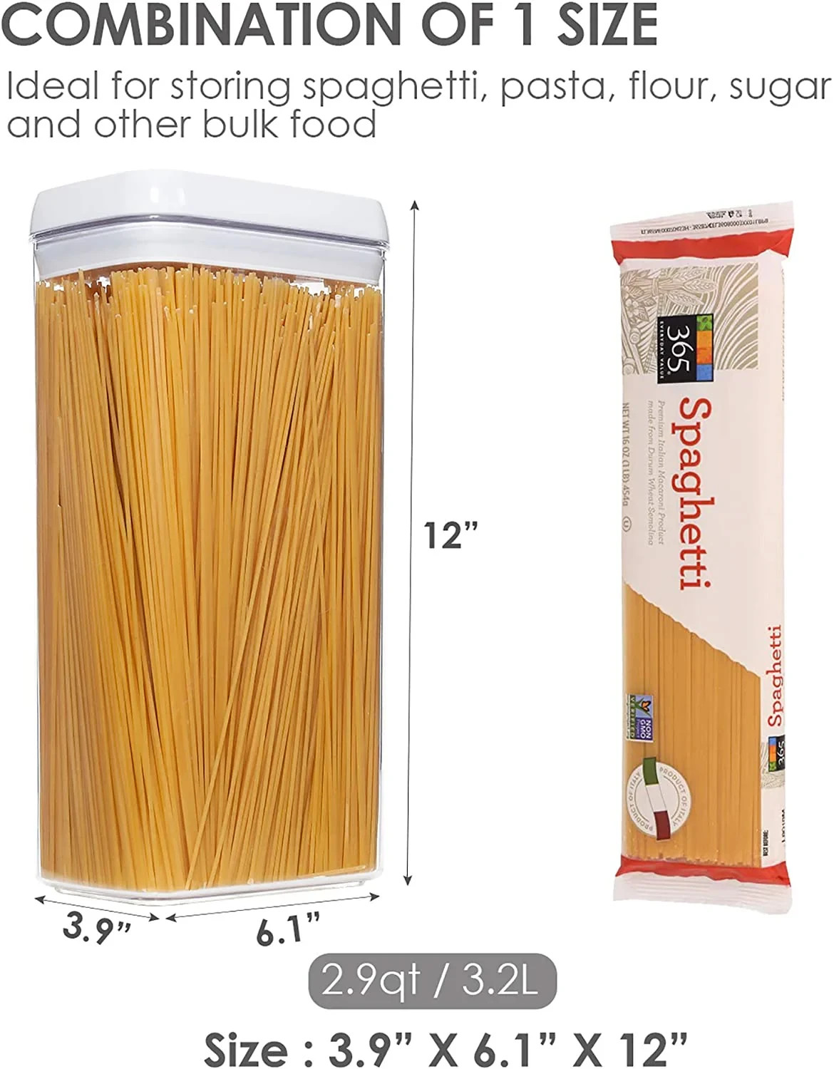 Airtight Food Storage Containers, Vtopmart 4 Pieces Large 3.2 Liters/108.2 fl oz