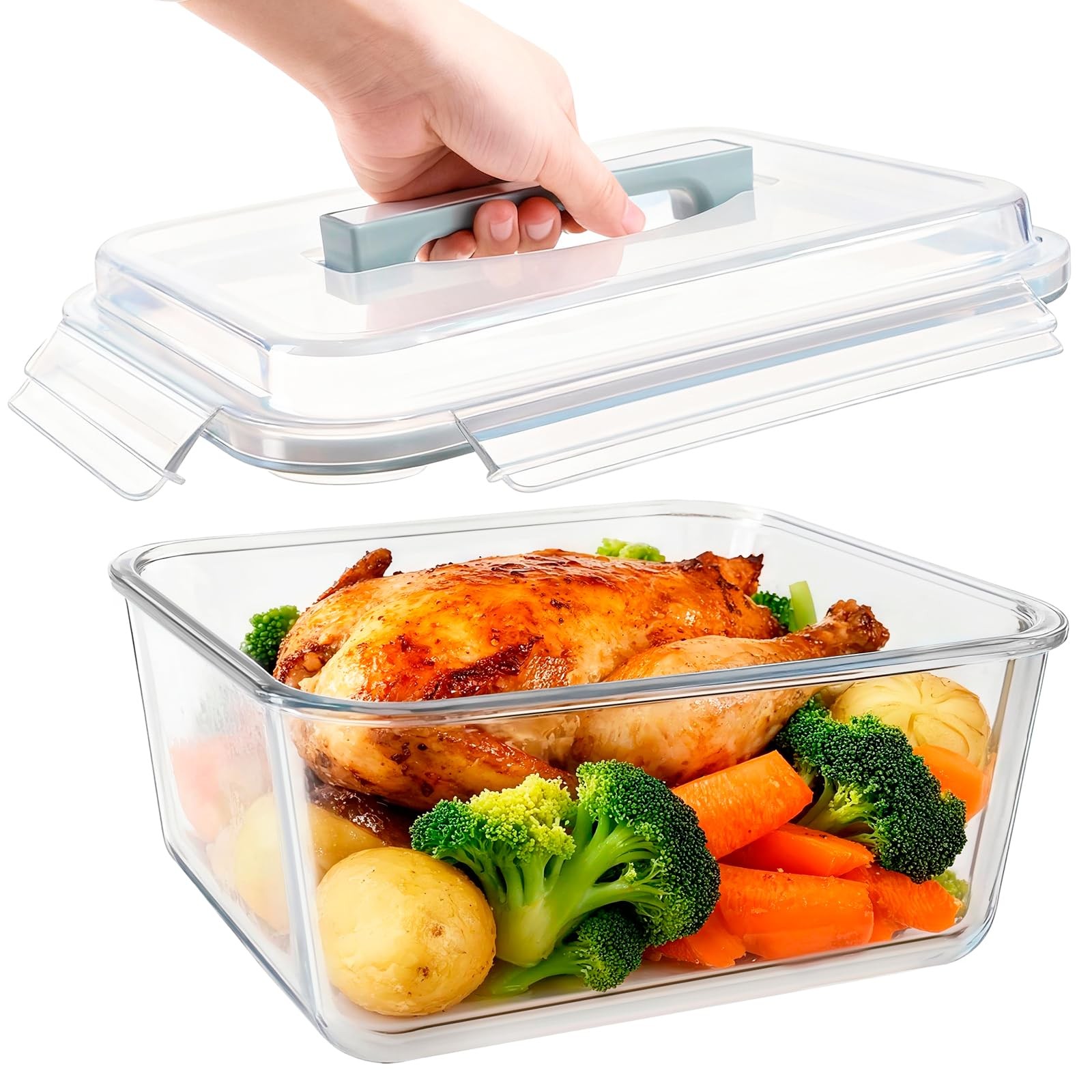 BPFY 5.4L/ 180oz/ 22cup Extra Large Glass Food Storage Container Large, Clear