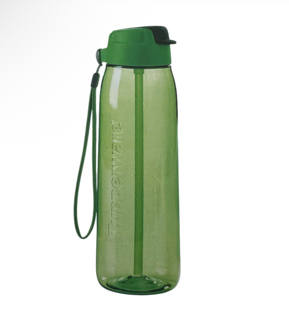 Tupperware Water Bottle 750ml Eco With Flip Lid and Straw New In Box Green