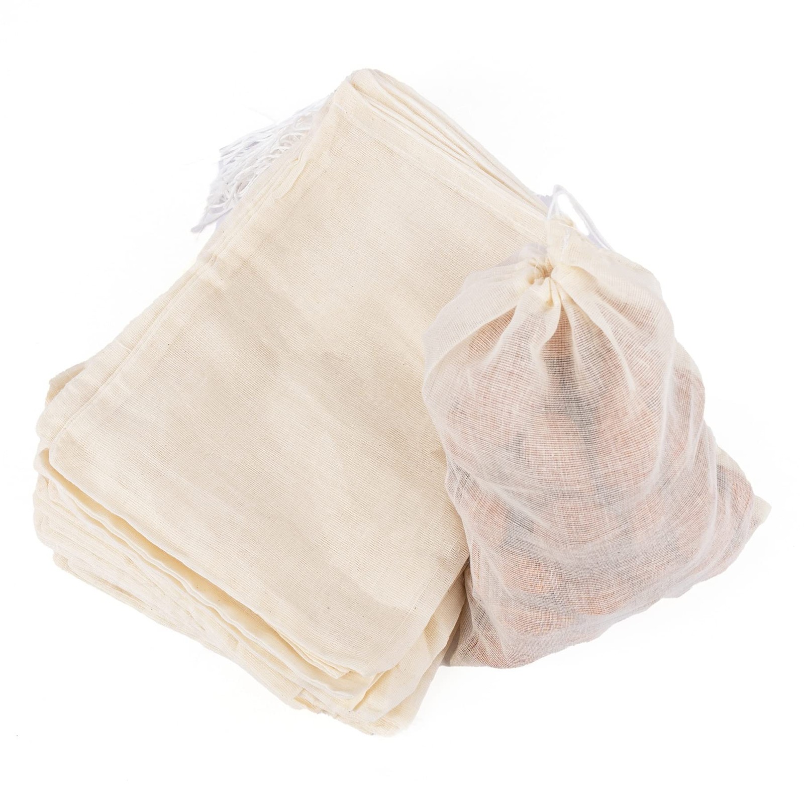 AUEAR, 50 Pack Reusable Drawstring Cotton Soup Bags Spice 6 x 50 Pack, 6″x8″
