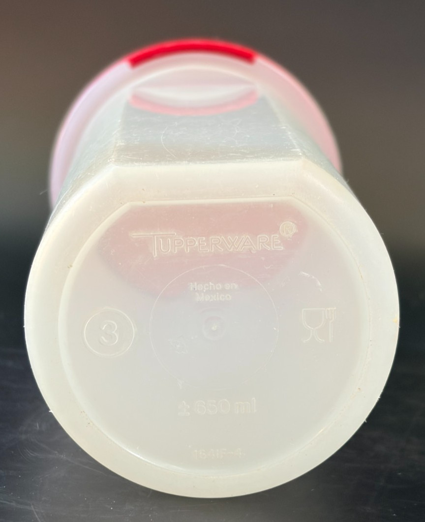 Tupperware Modular Mates 1641 Round Cylinder Container 22oz Sheer Red Lid