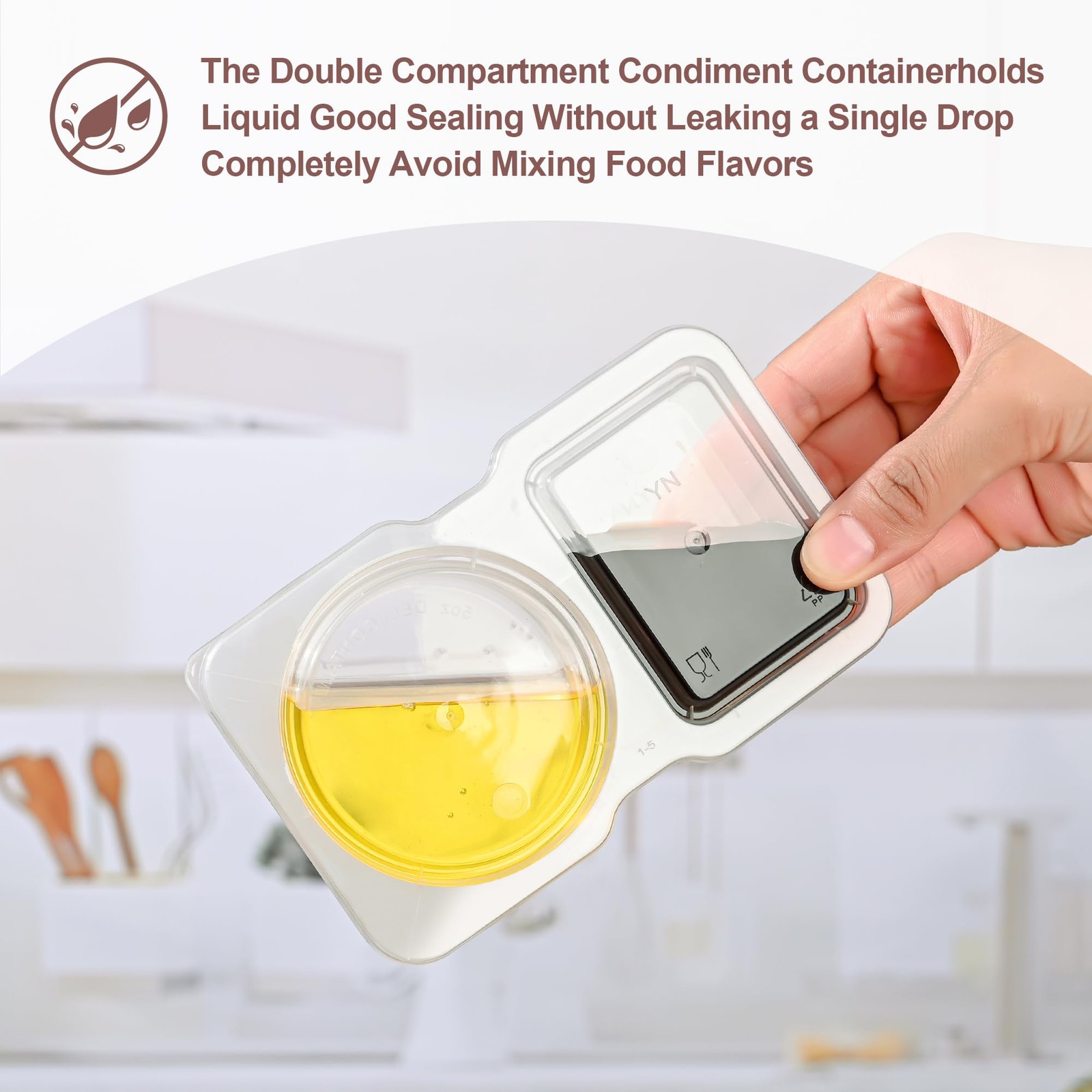RXRRXR 20PCS Double Compartment Condiment Container With Lids – Reusable Snac…