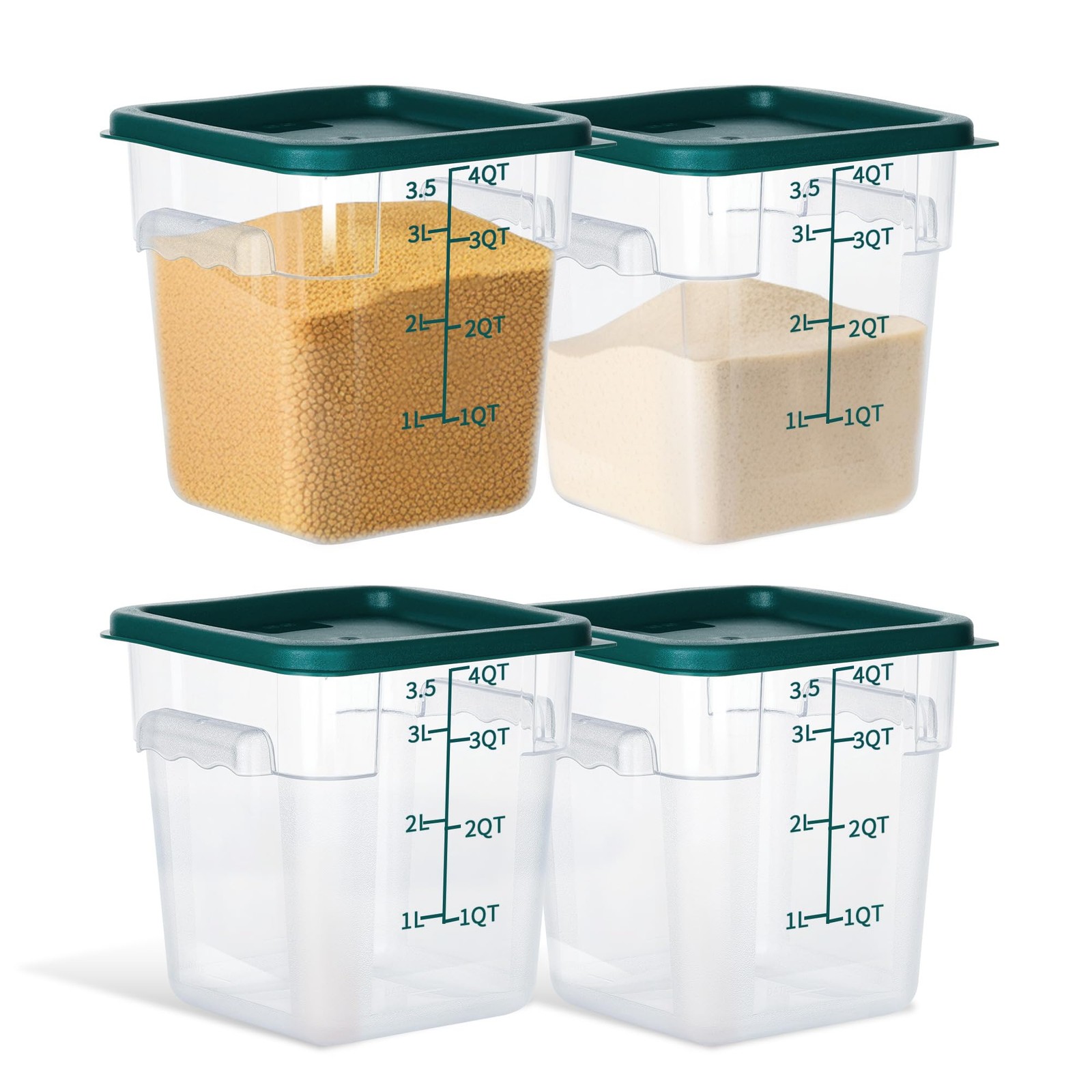 4 Pack 4QT Square Food Storage Containers with Lids