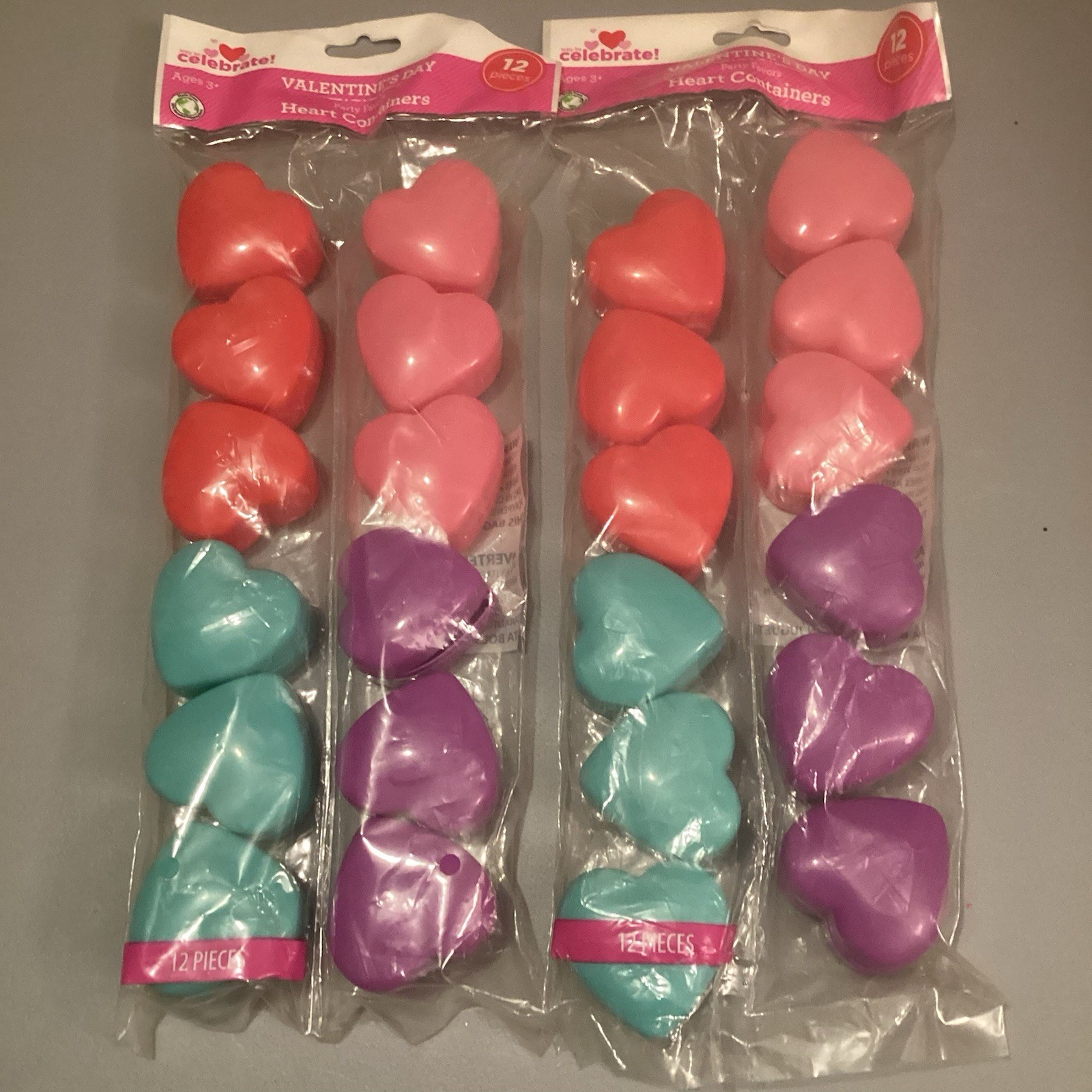 (24) 2-Piece Plastic Heart Shaped Storage Containers – about 2” multicolor