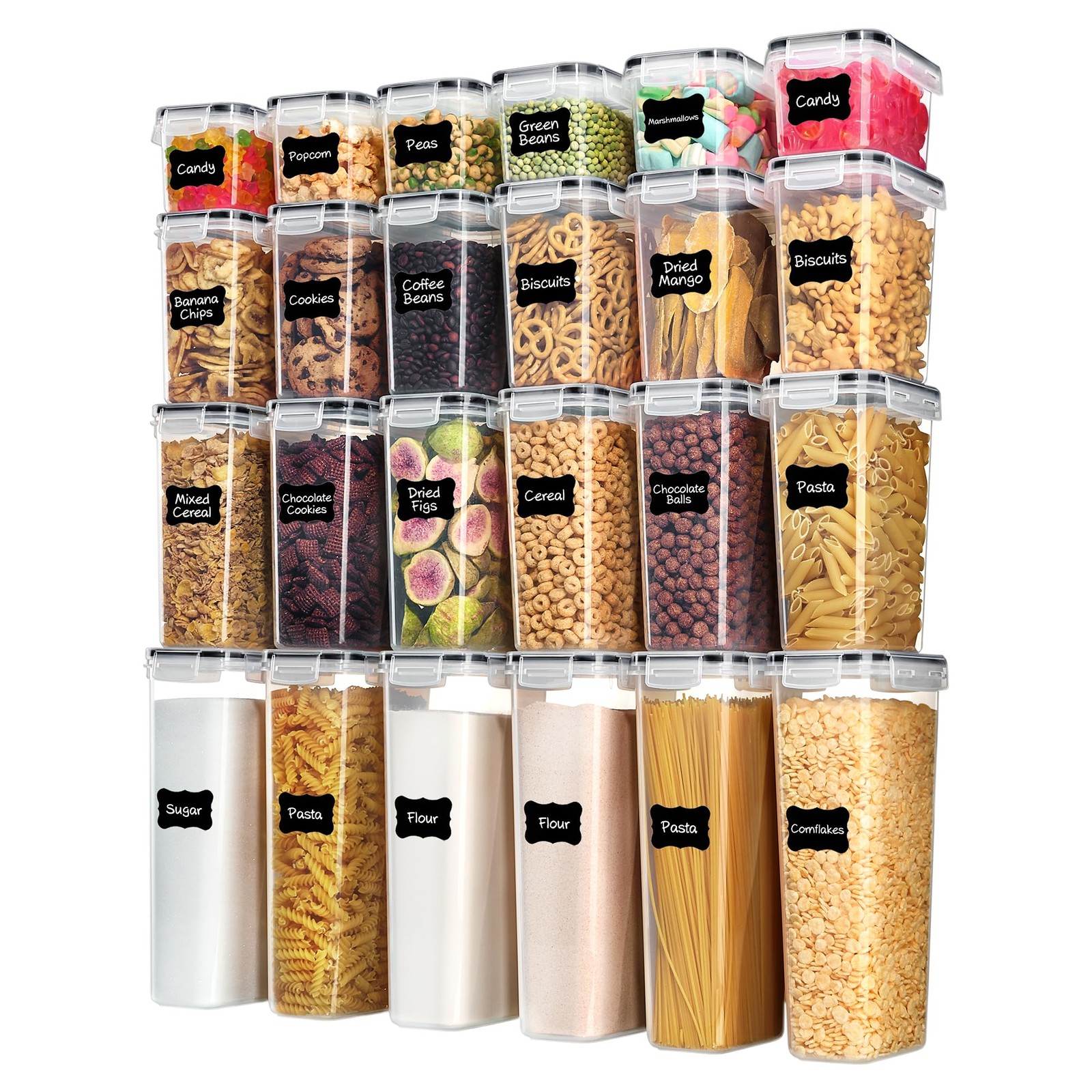 Airtight Food Storage Containers with Lids, 24 pcs Plastic Kitchen and Pantry…