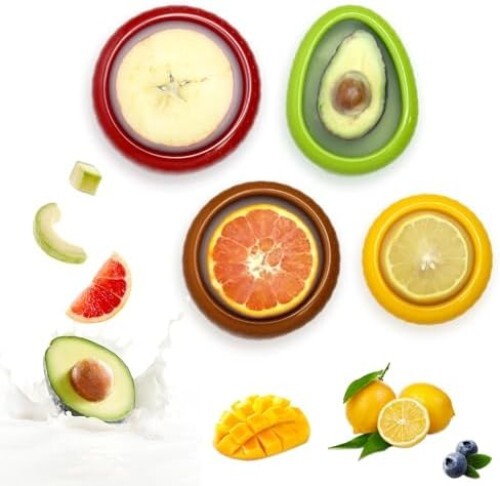 Avocado Saver and Onion Holder -Set of 4 Reusable Fruit and Veggie Savers for Fr