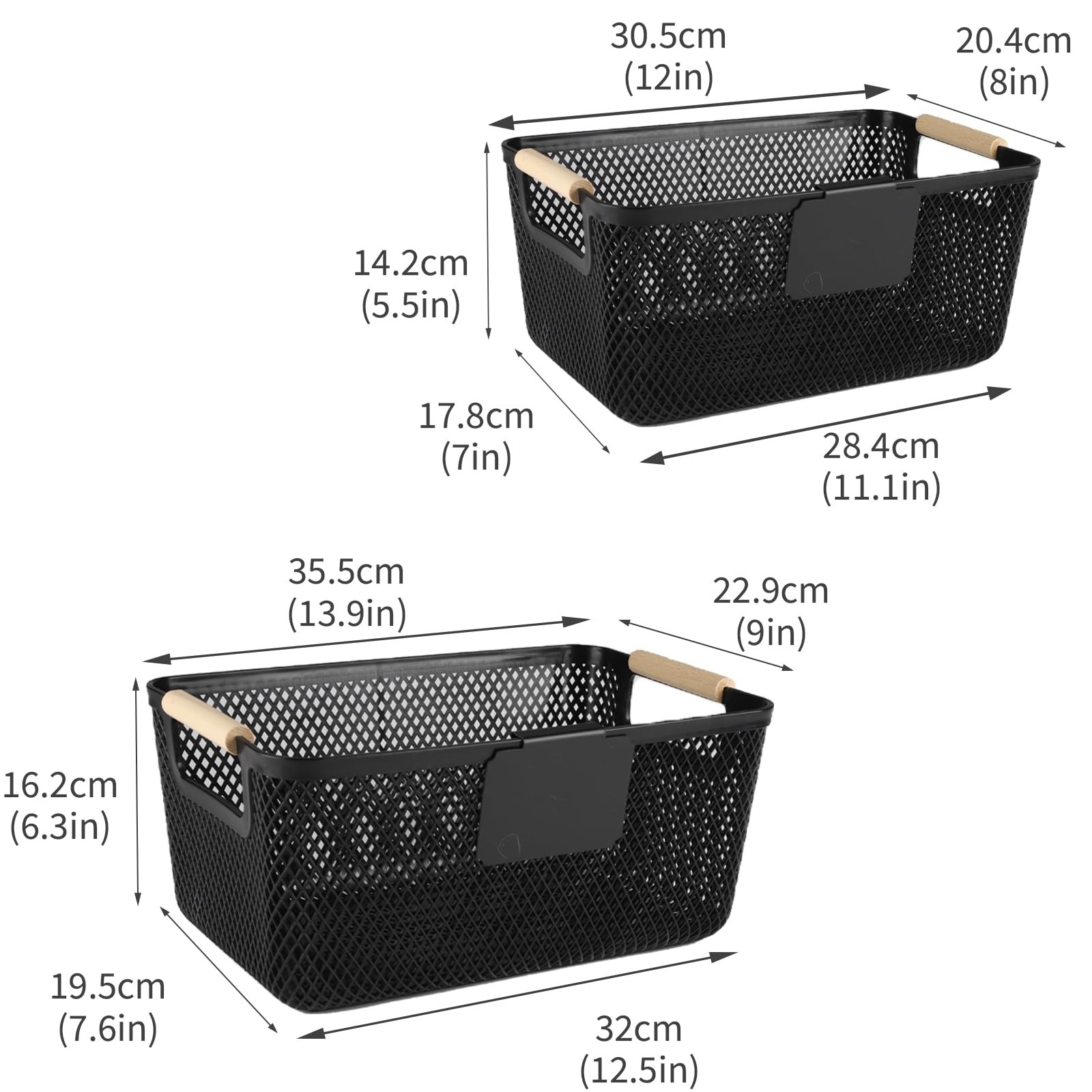 Onion and Potato Storage Baskets,A set of 2 Wooden Handle storage Basket Stac…