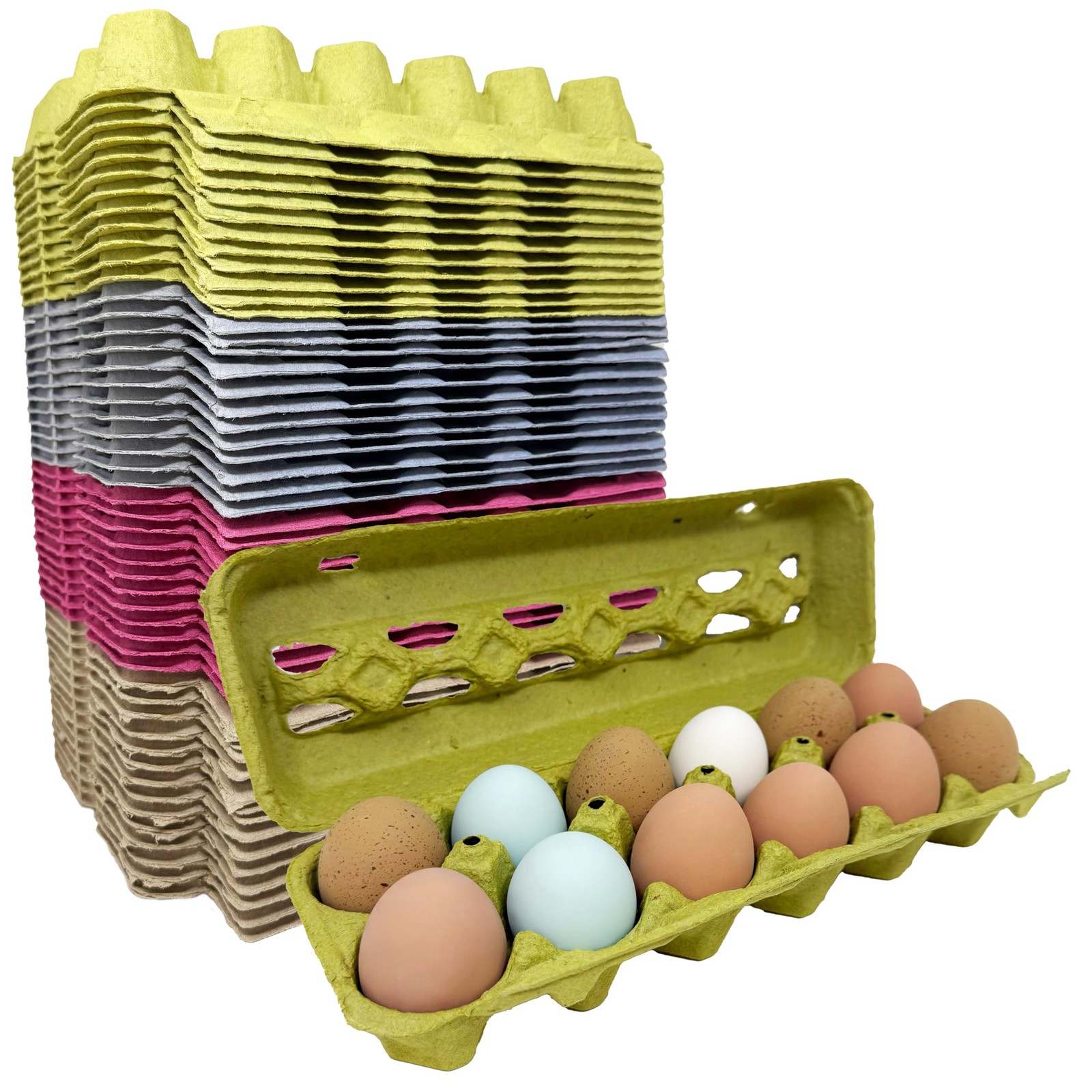 Paper Pulp Egg Cartons Assorted Colors 50 Pack