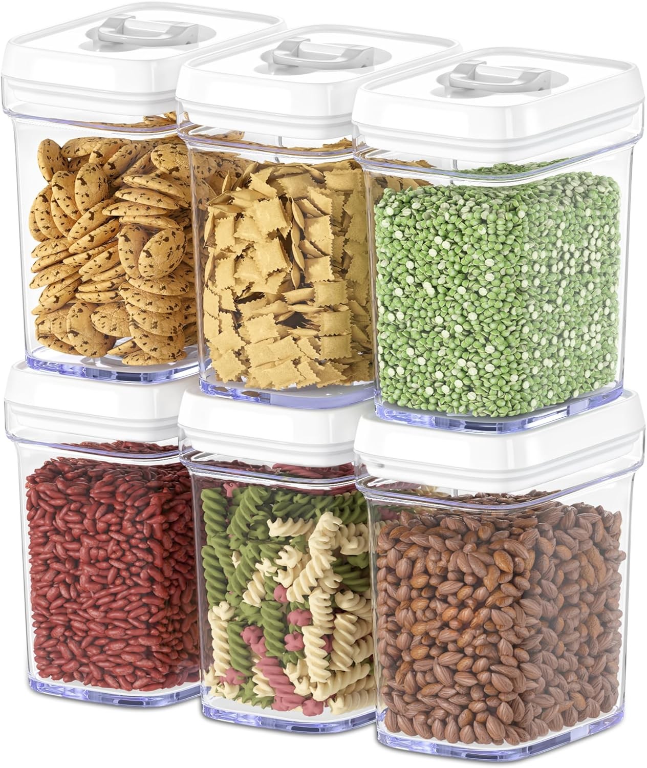 Airtight Food Storage Containers for Pantry With White Lids 1L