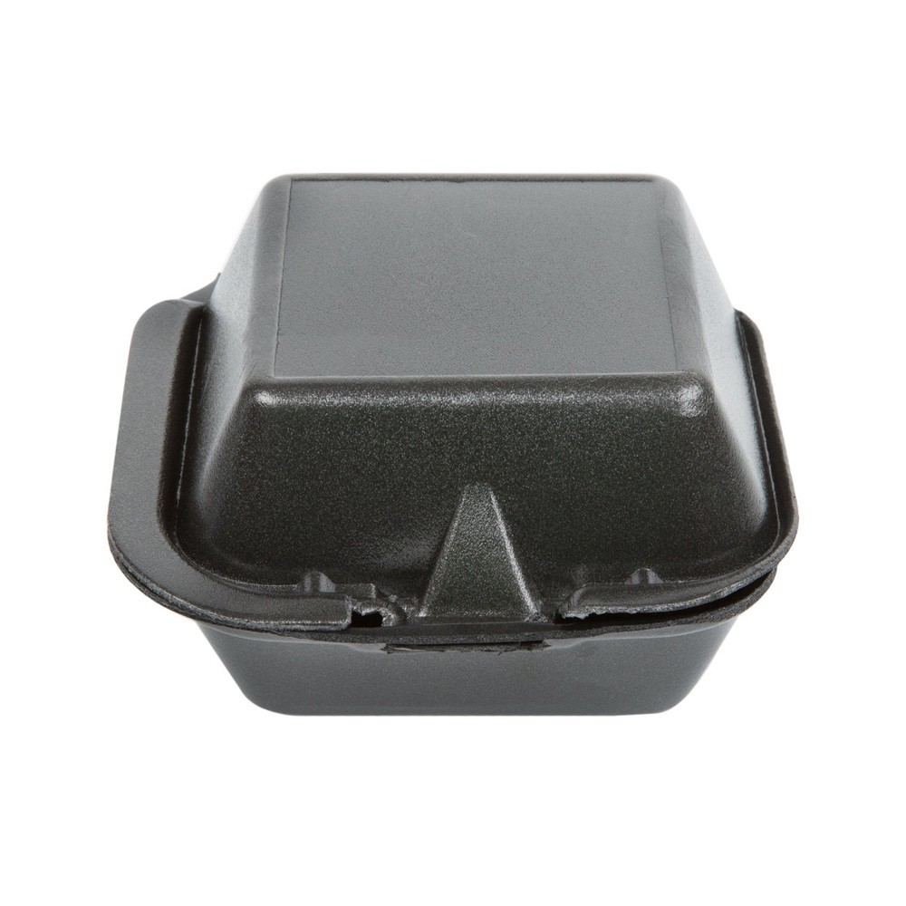 GENPAK SN225-3L Black 6″ Square Foam Hinged Container 4/125 cs