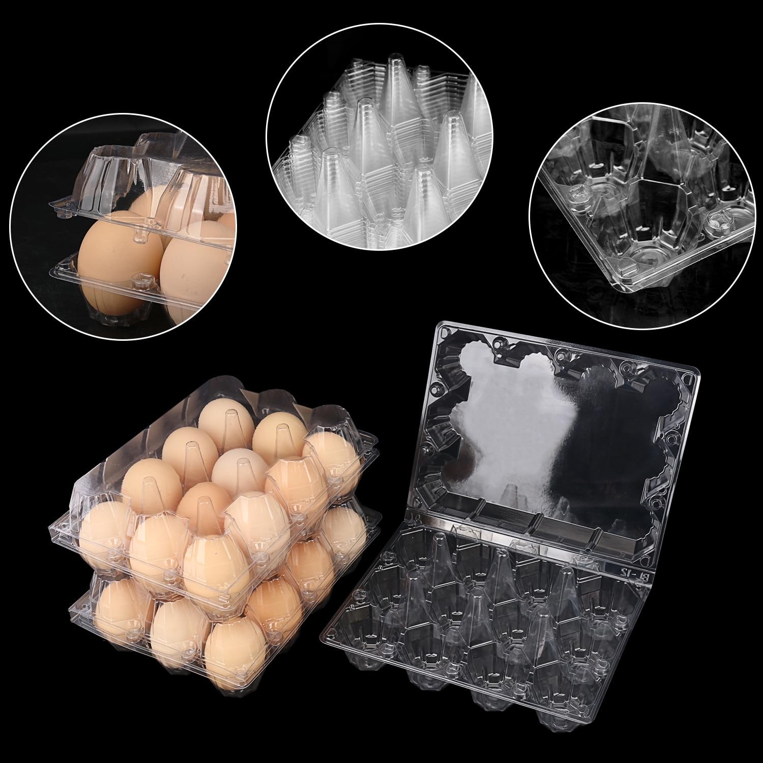 130 Packs 3 x 4 Clear Egg Cartons, 1 Dozen Plastic Egg Cartons, Transparent C…