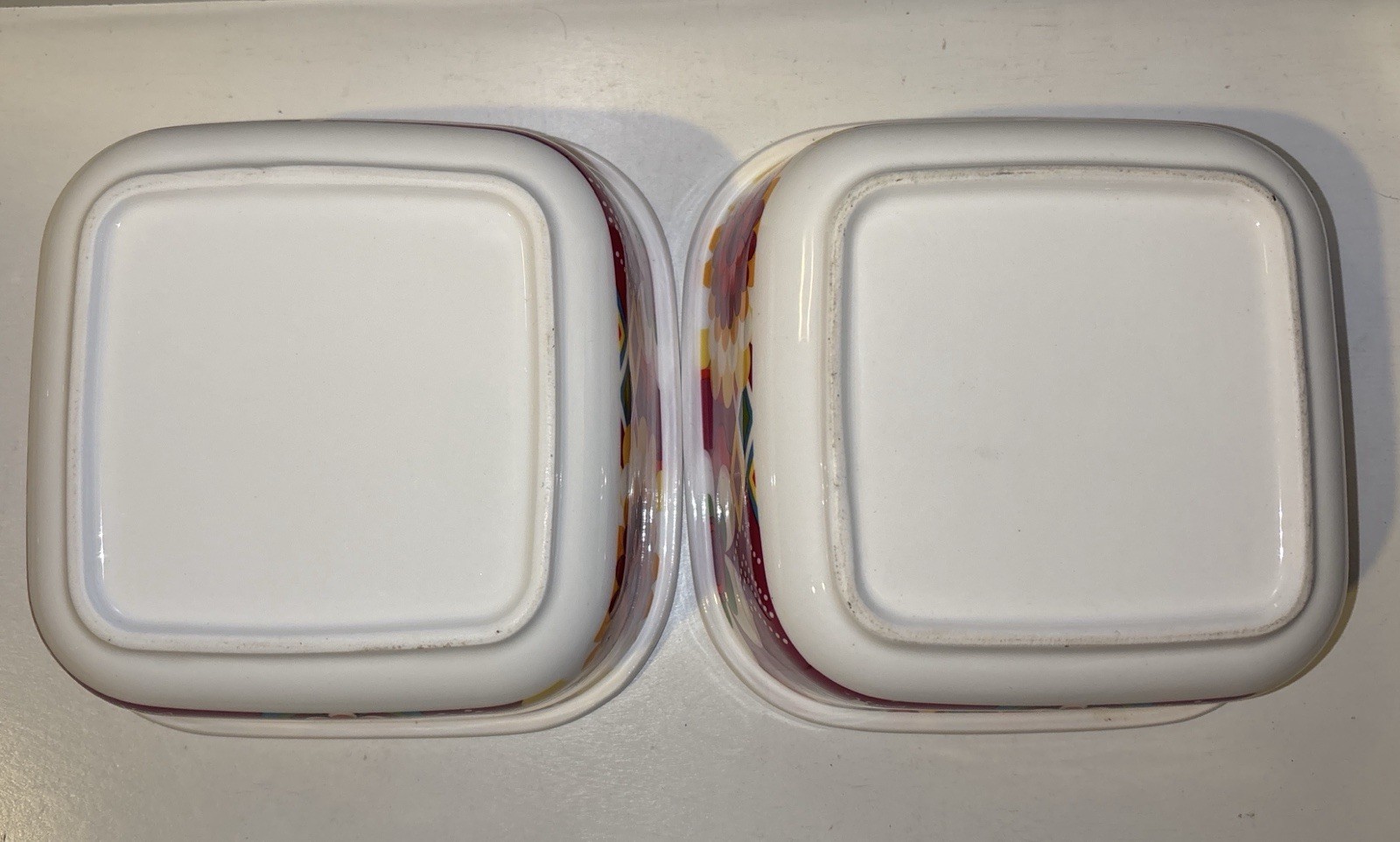 French Bull Mosaic 9.1oz Square Porcelain Food Storage Container Microwave Safe