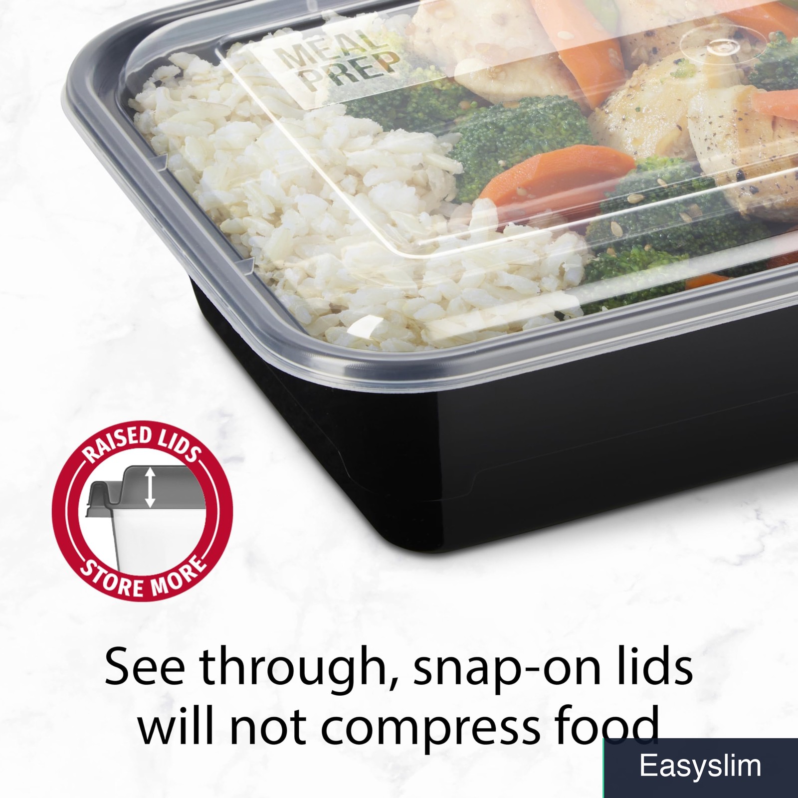 Meal Prep Containers 10-Pack Black Single Compartment BPA-Free Stackable