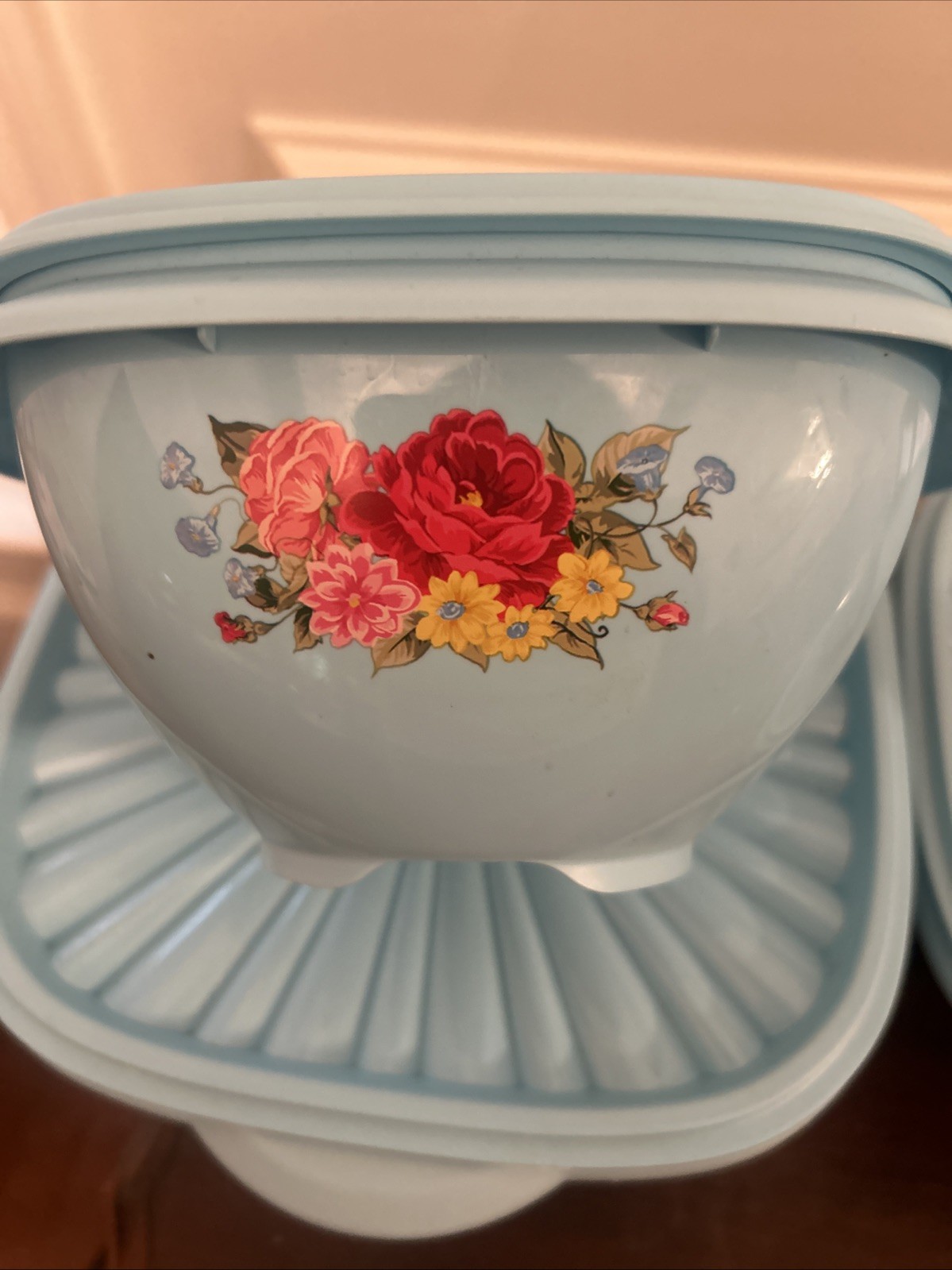 Pioneer Woman 8-Piece Sweet Rose Floral Blue Food Storage Containers