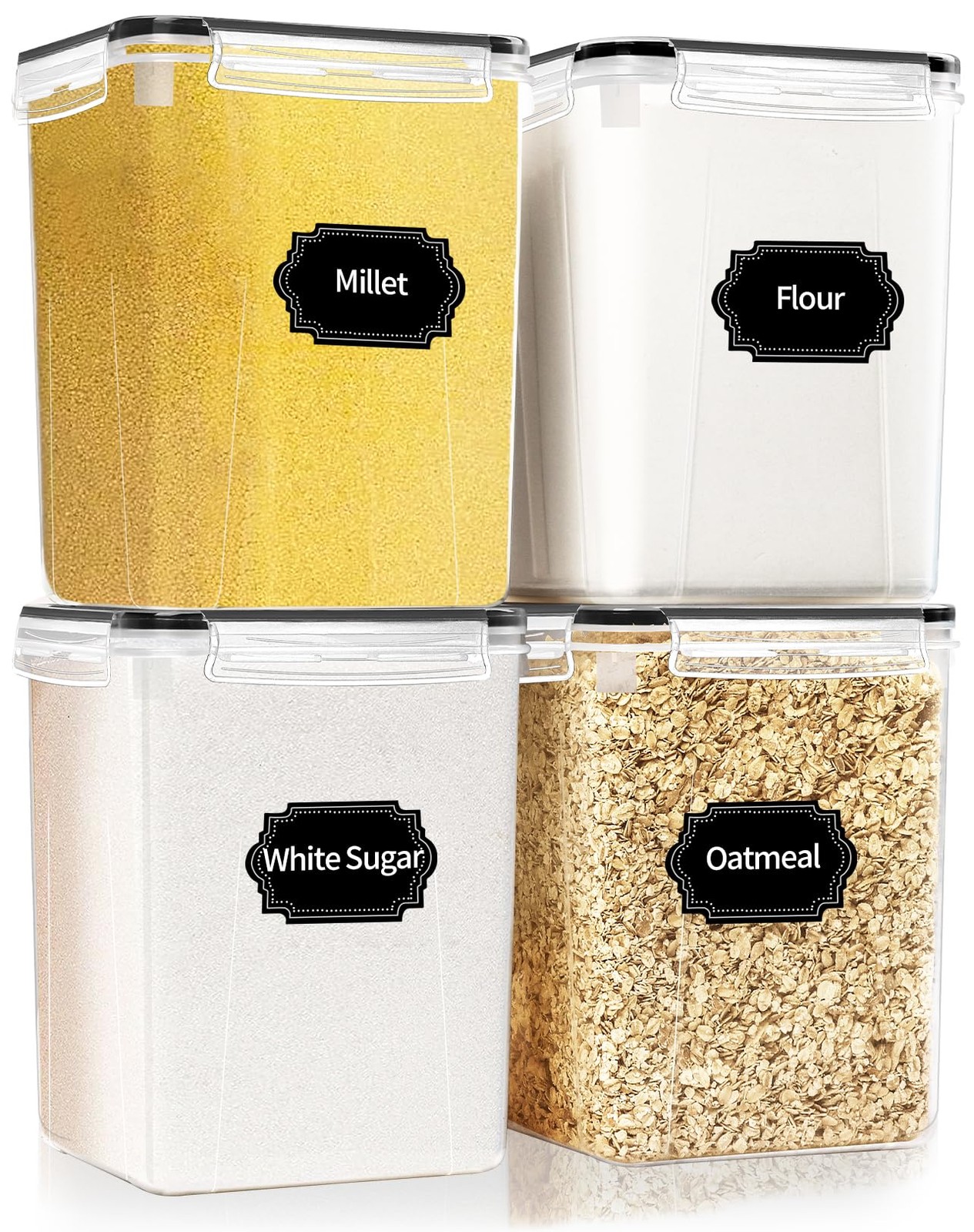 4 Pack Large Airtight Food Storage Containers with Lids (5.2L / 176oz), BPA F…