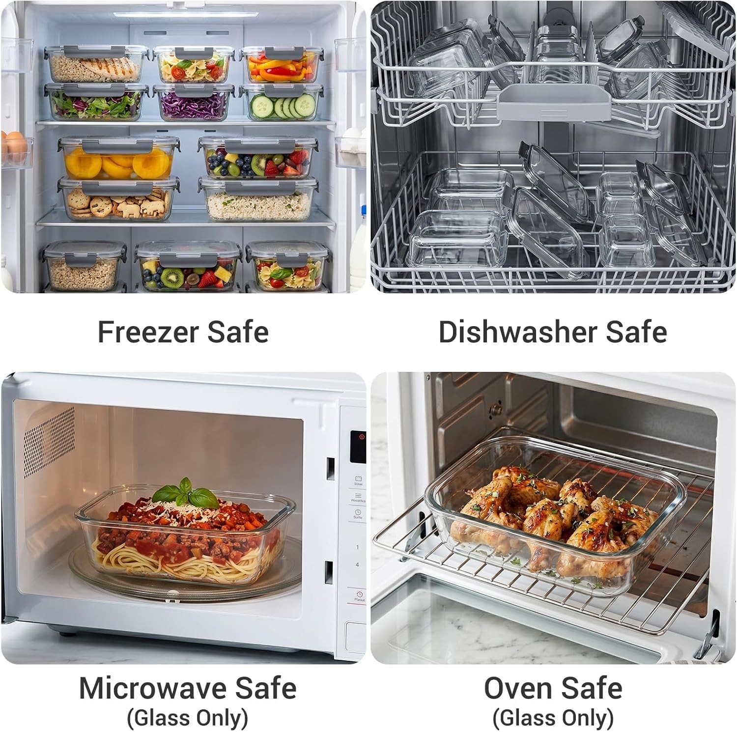 Stylish Gray Glass Meal Prep Containers – Airtight & Lockable for Freshness